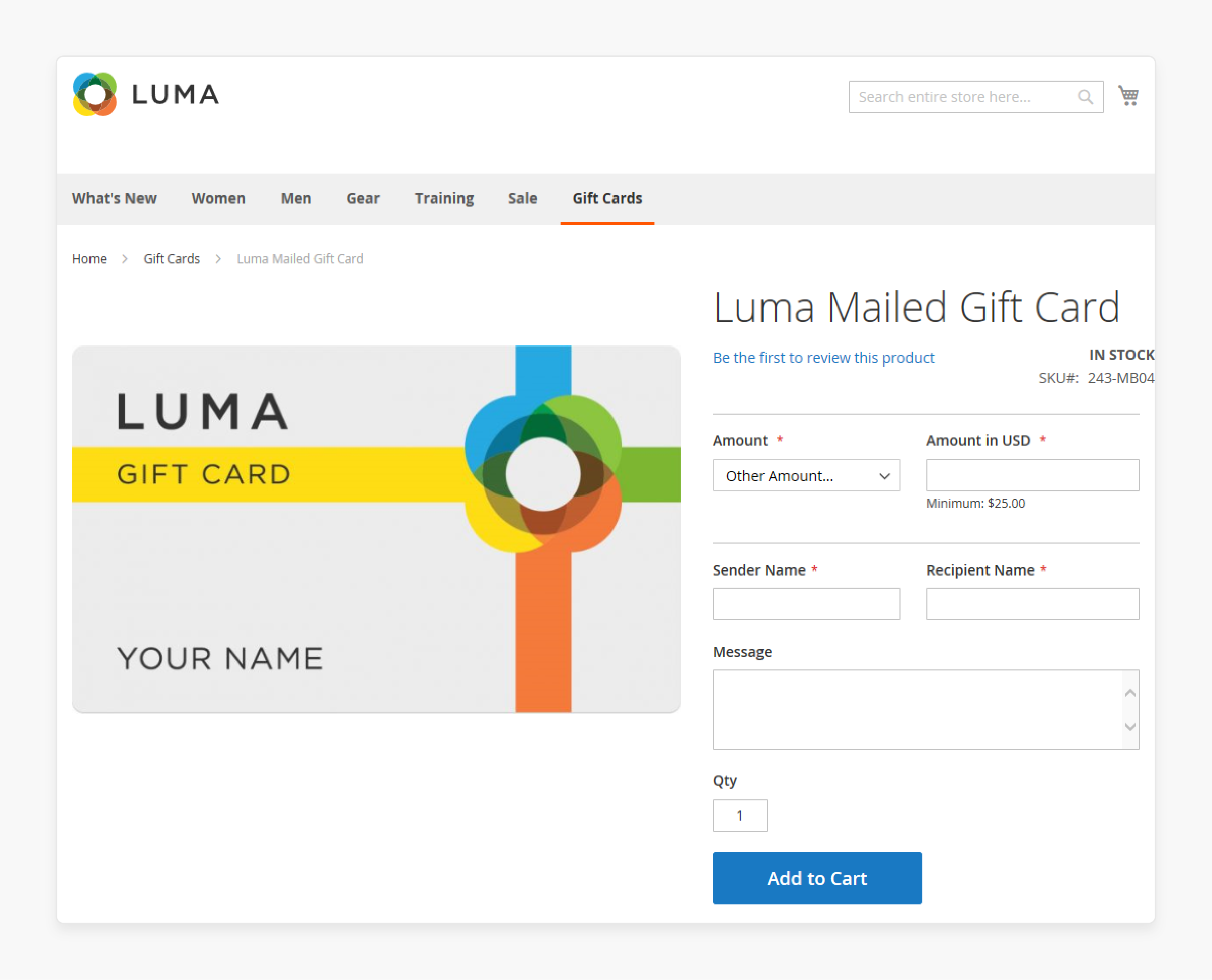 Magento Design Features: Gift Cards