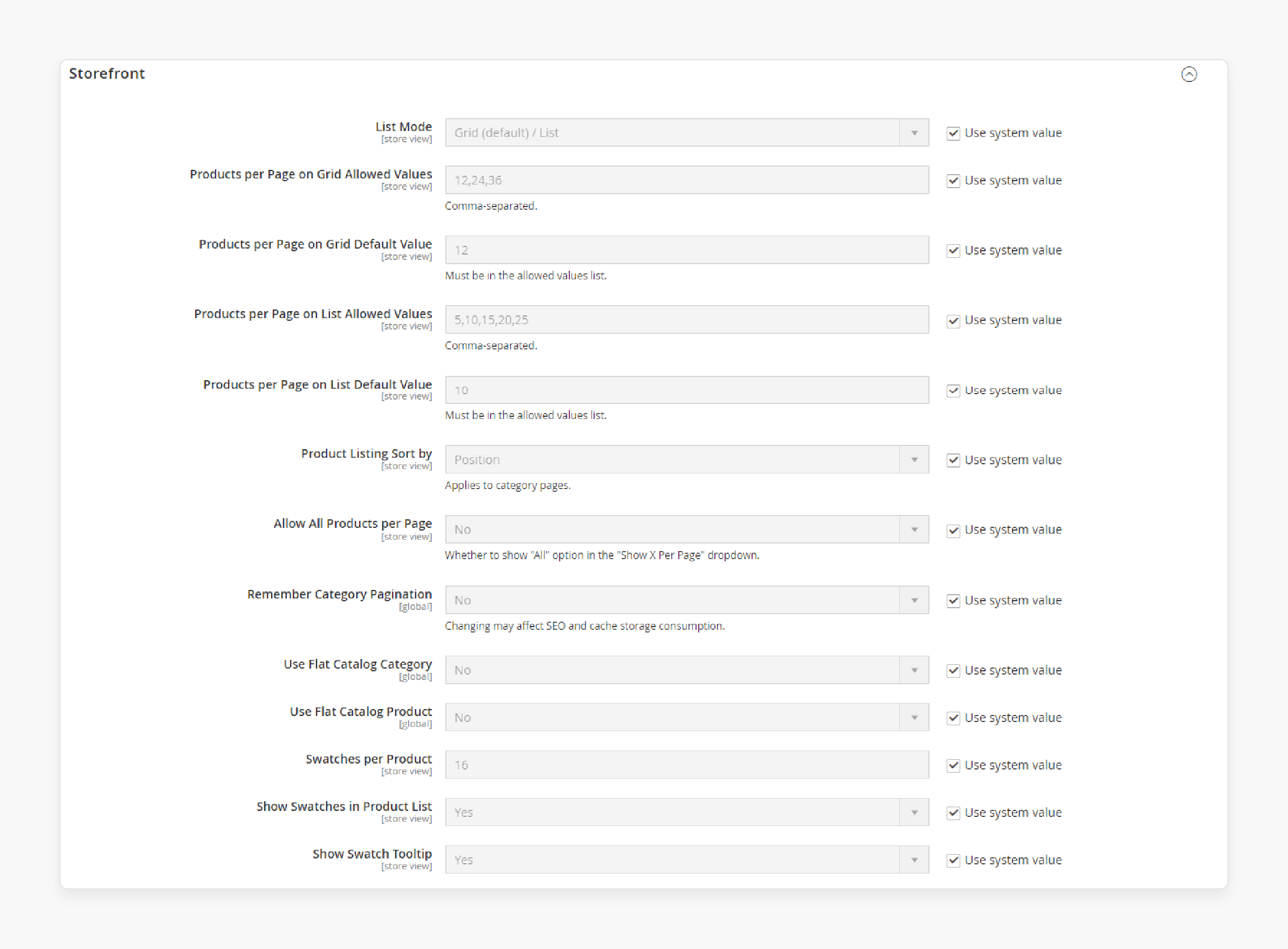 Choosing storefront options for Magento 2 Table Category View