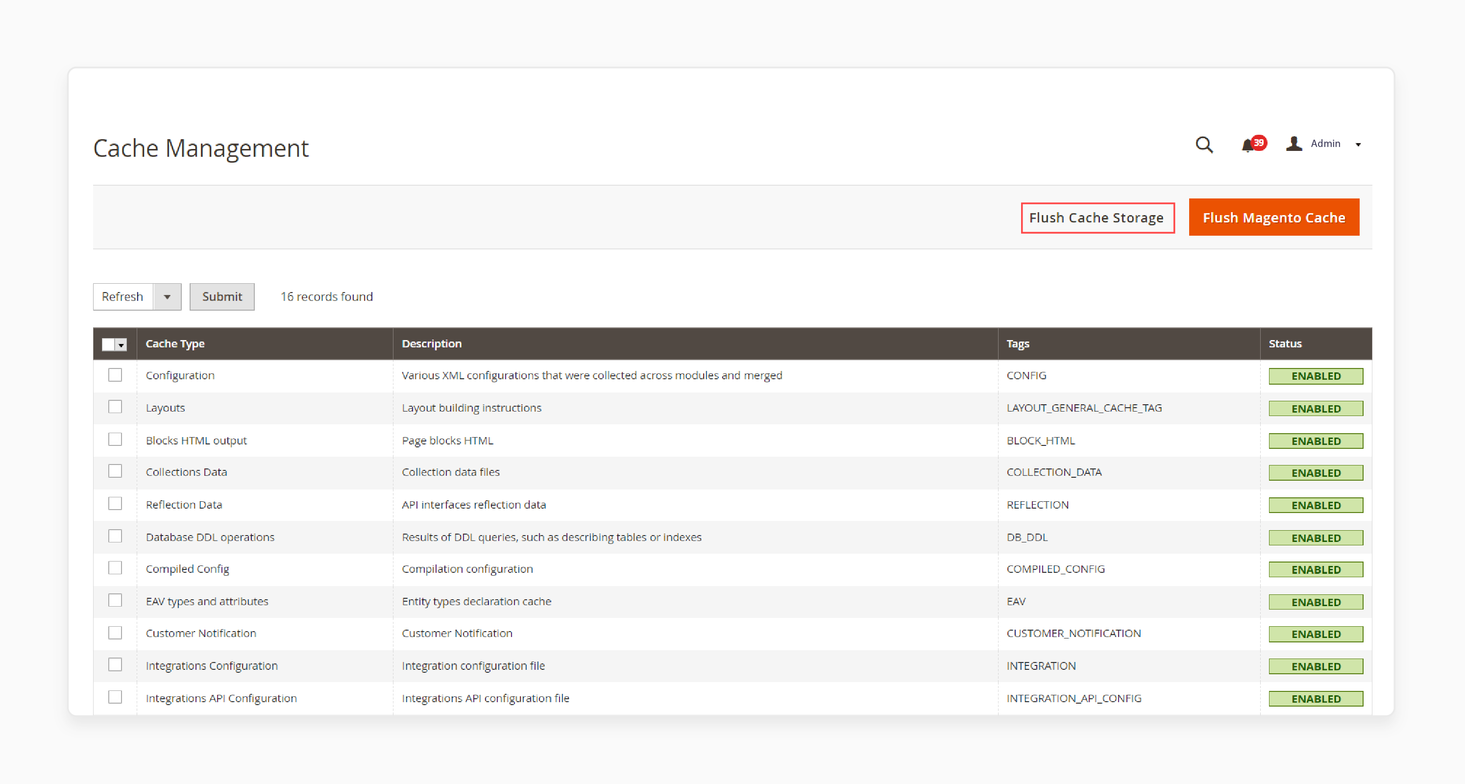 Clear cache in Magento admin panel for Google Translate integration