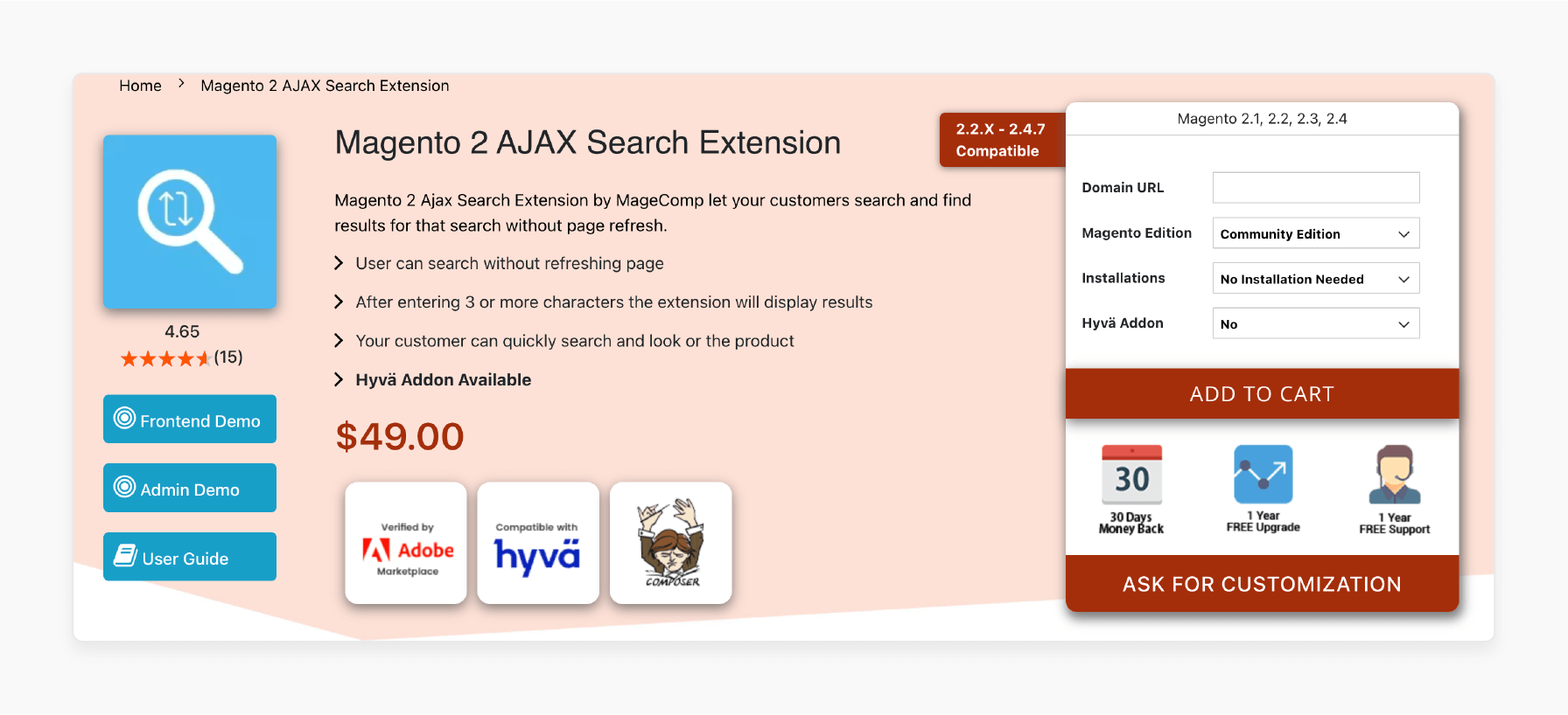 Magento 2 AJAX Search Extension by MageComp with live search results