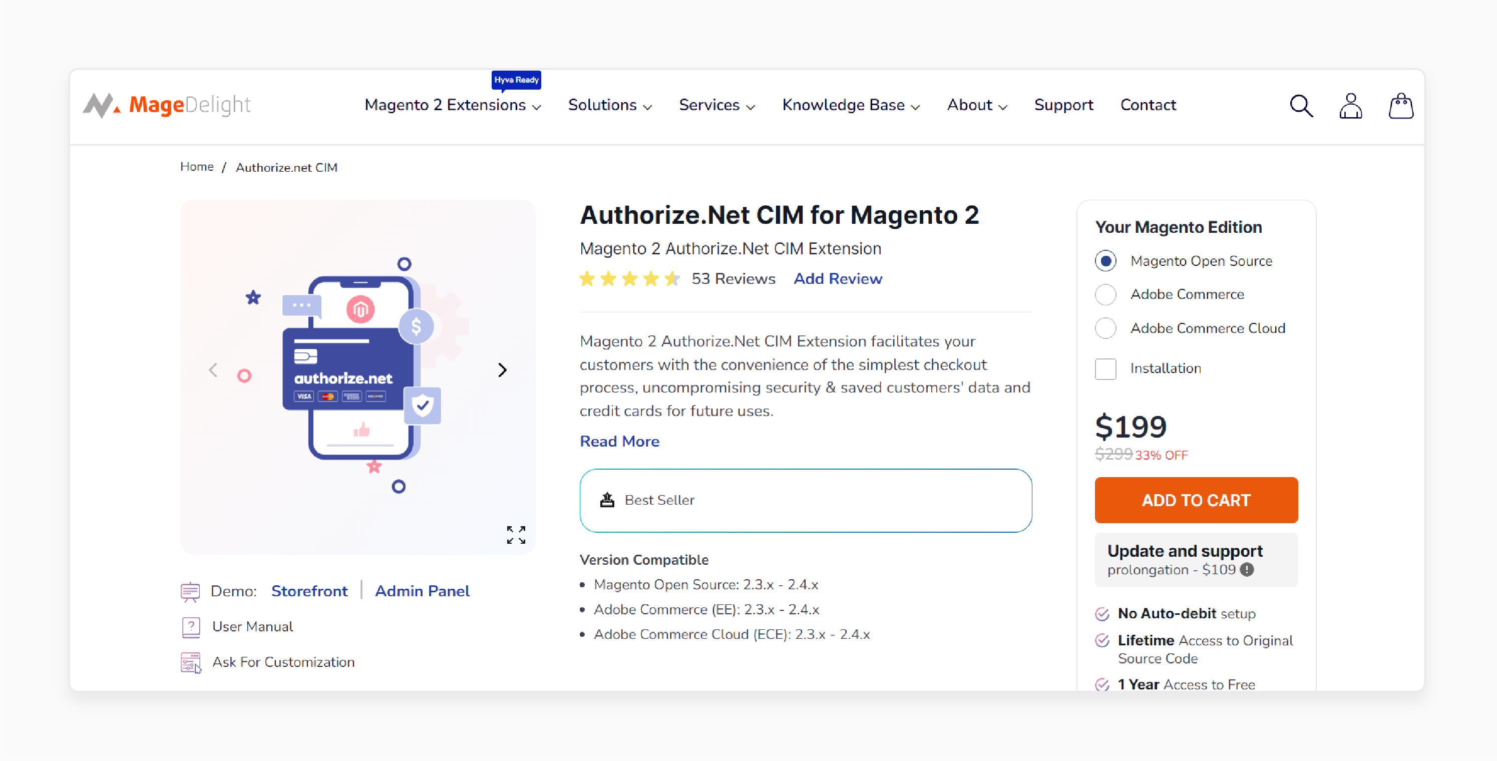 Authorize.net CIM Extension for Magento 2 by MageDelight