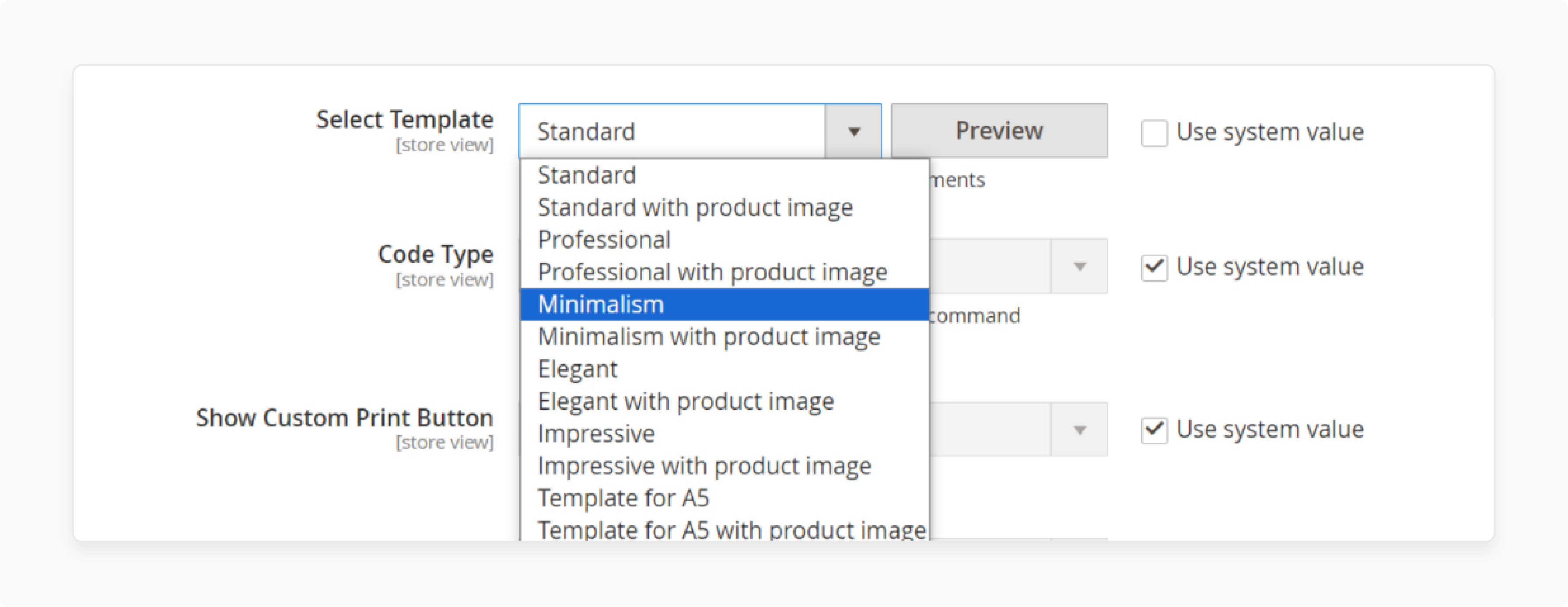 Select a PDF template for the Magento invoice extension