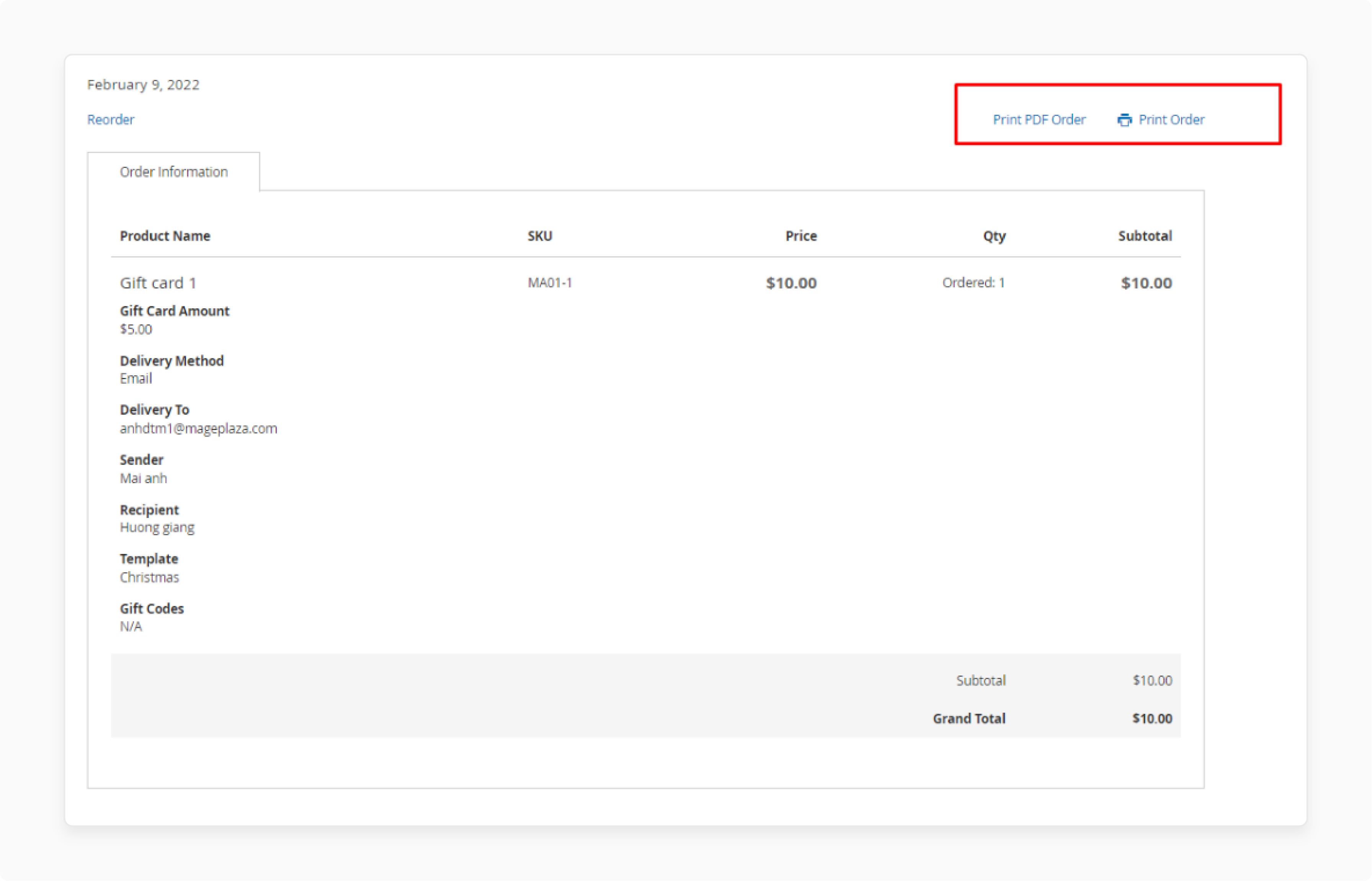 View the button on the front end using Magento invoice extension