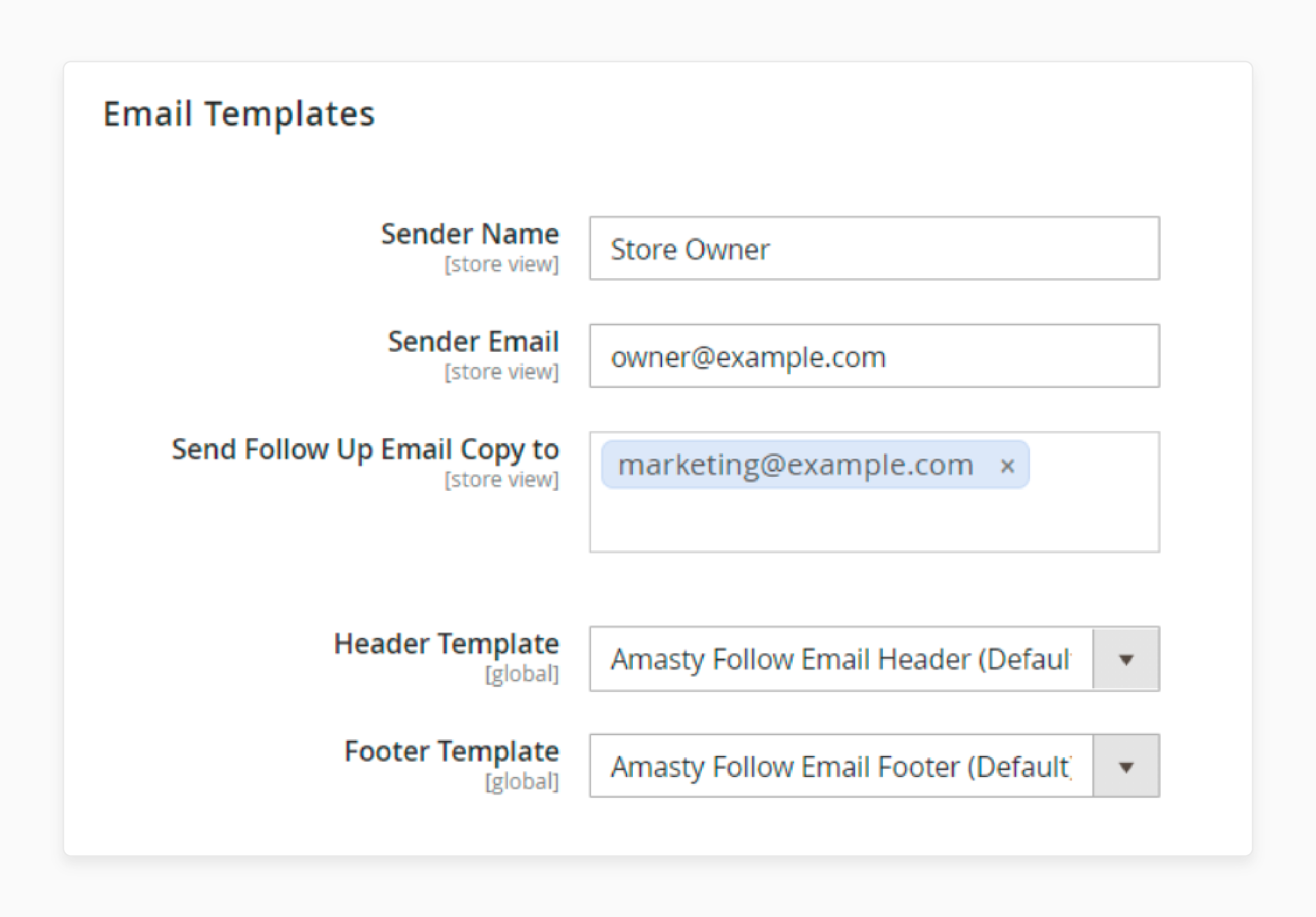 Configure Follow up Email Extension: Customize Email Templates