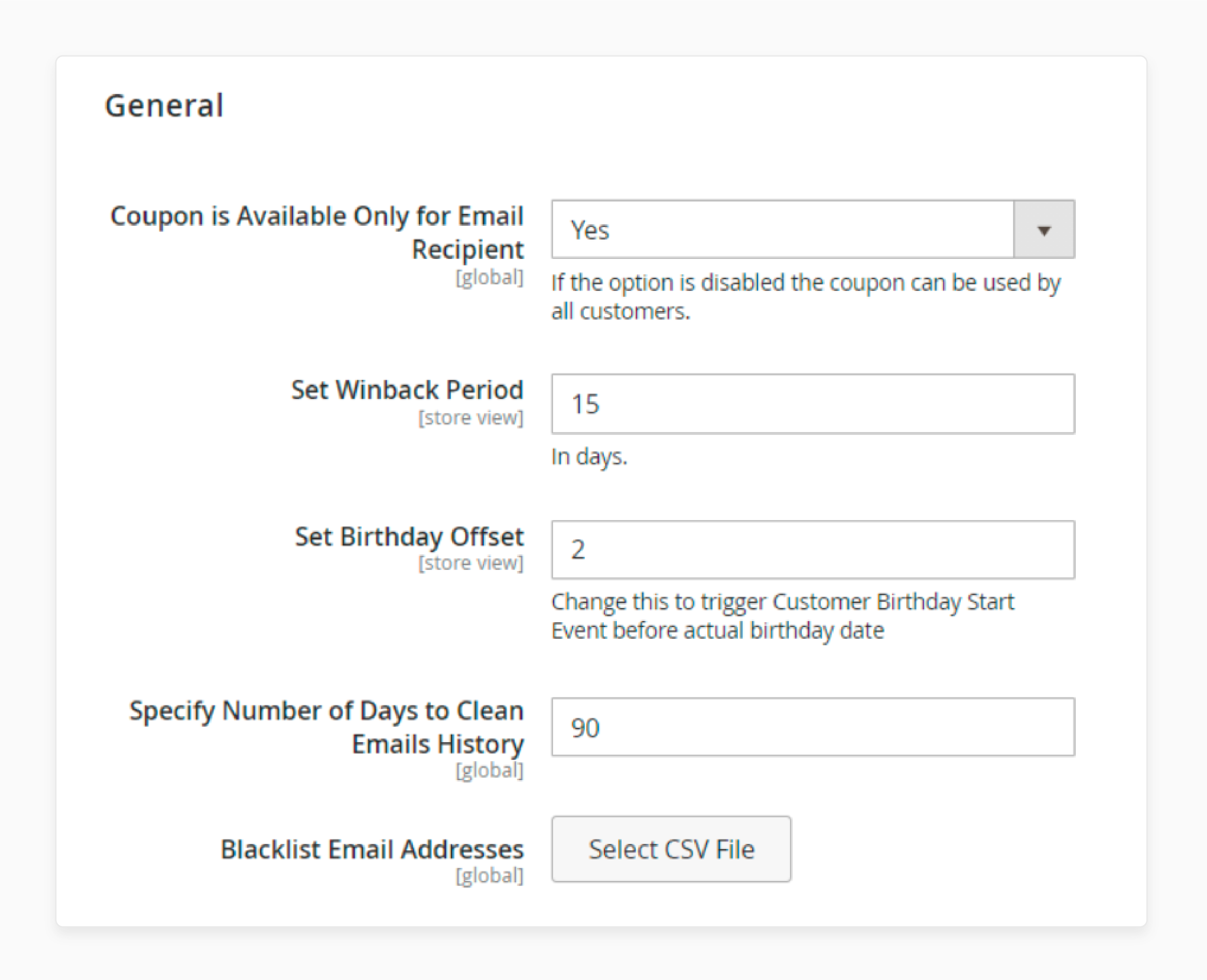 Configure Follow up Email Extension: Configure General Settings