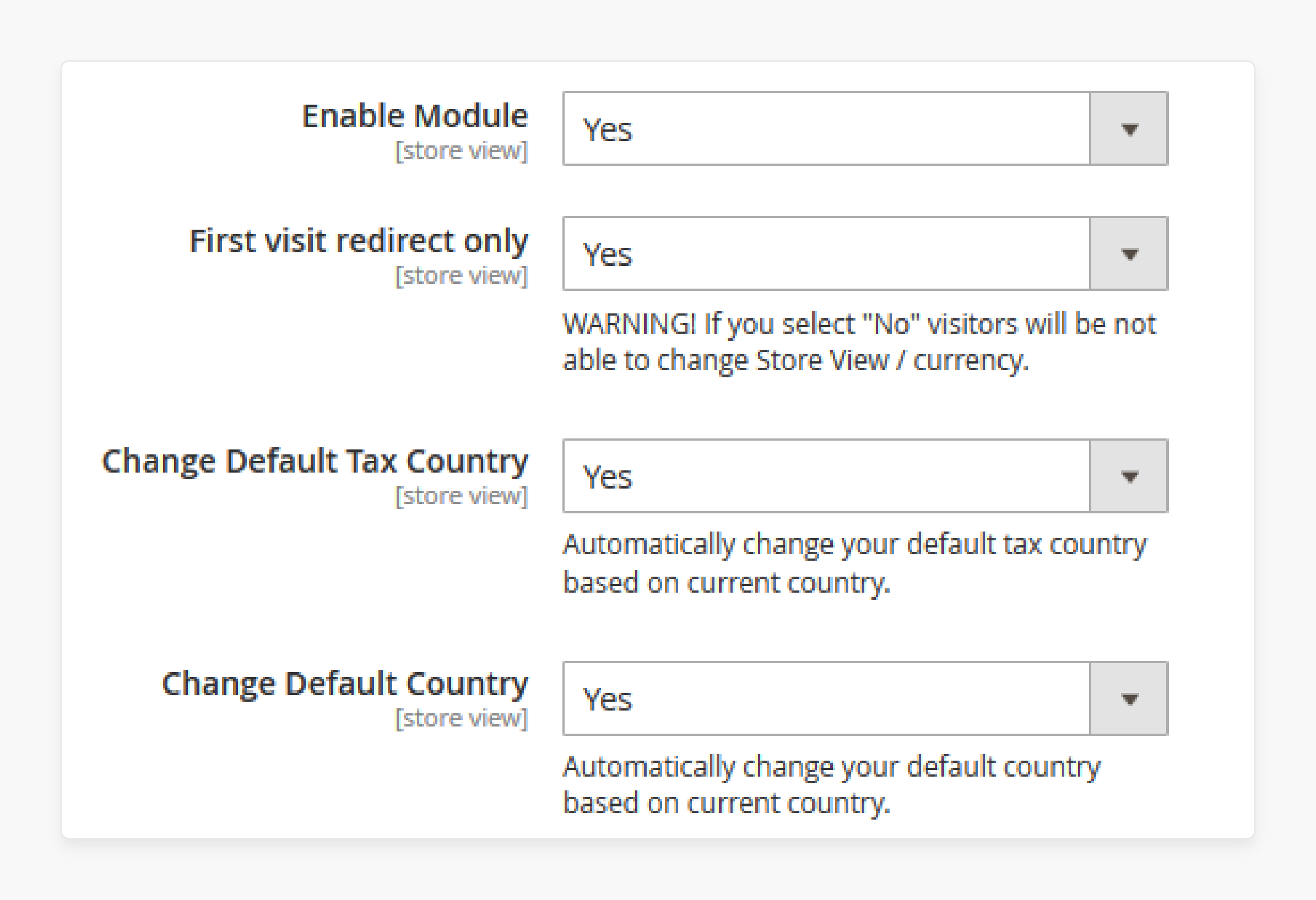 Enable the geoip Magento 2 extension