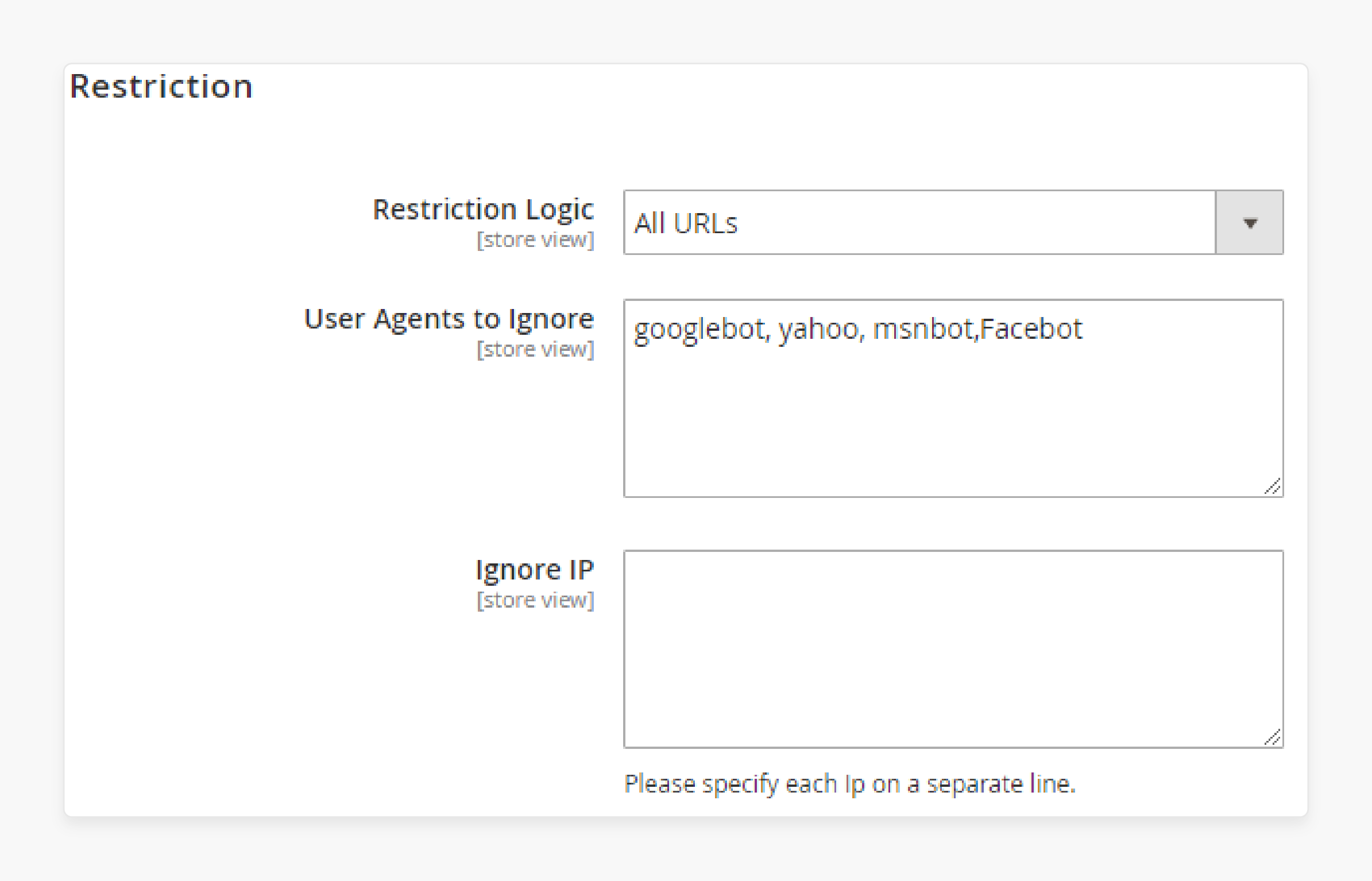 Restriction settings for geoip Magento 2 extension