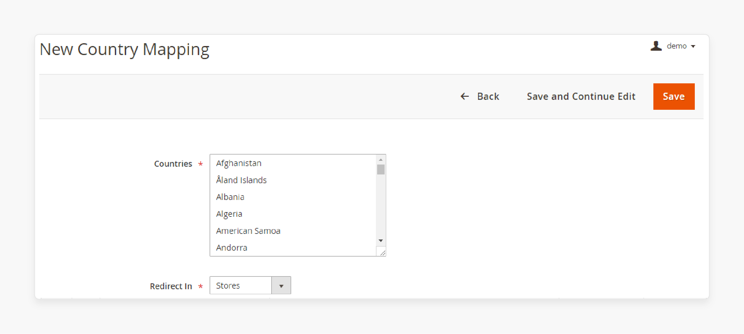 Select countries for mapping in geoip Magento 2 extension