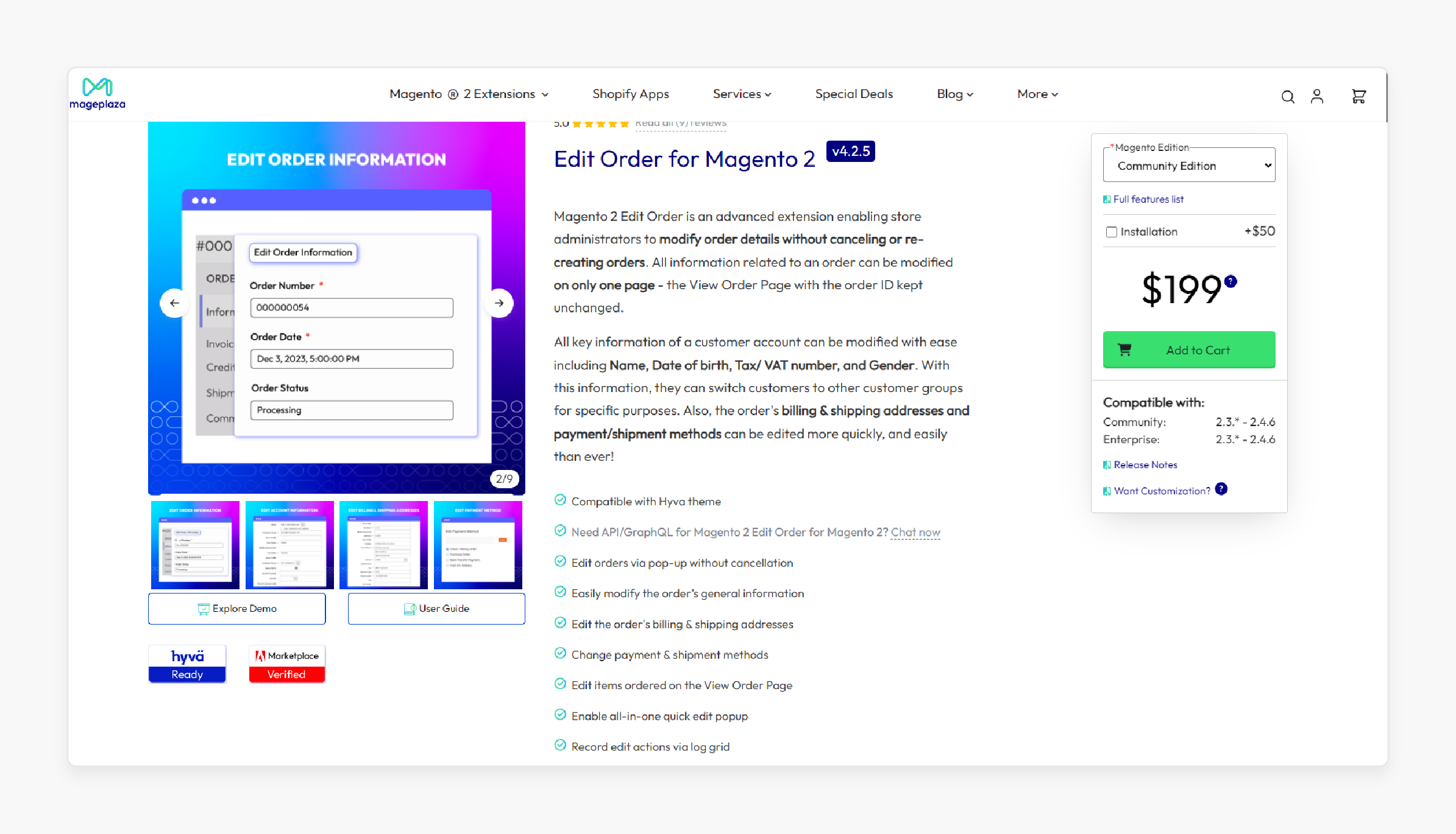 Edit Order Extension for Magento 2 by Mageplaza