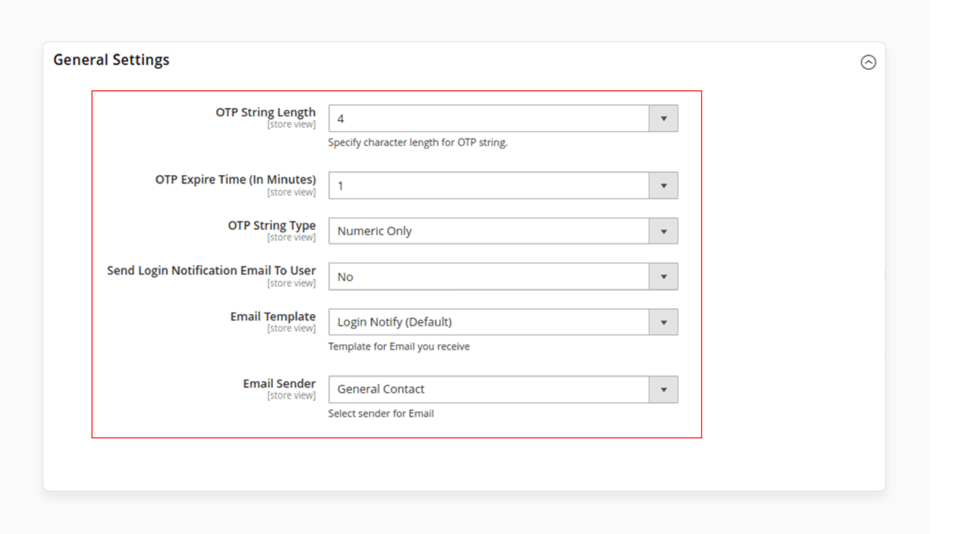 general settings in the mobile otp login magento 2 extension