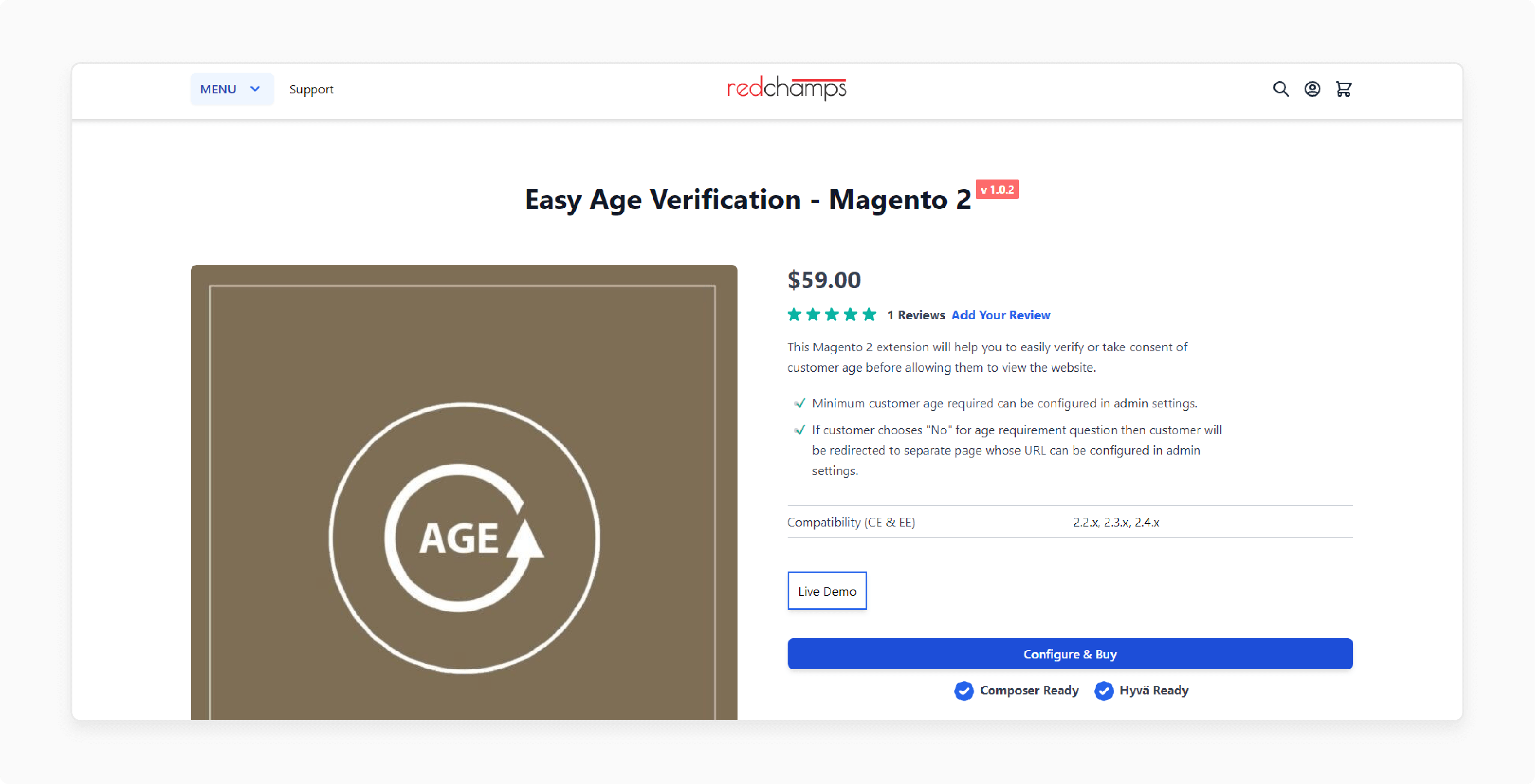 RedChamps Magento 2 Age Verification Extension