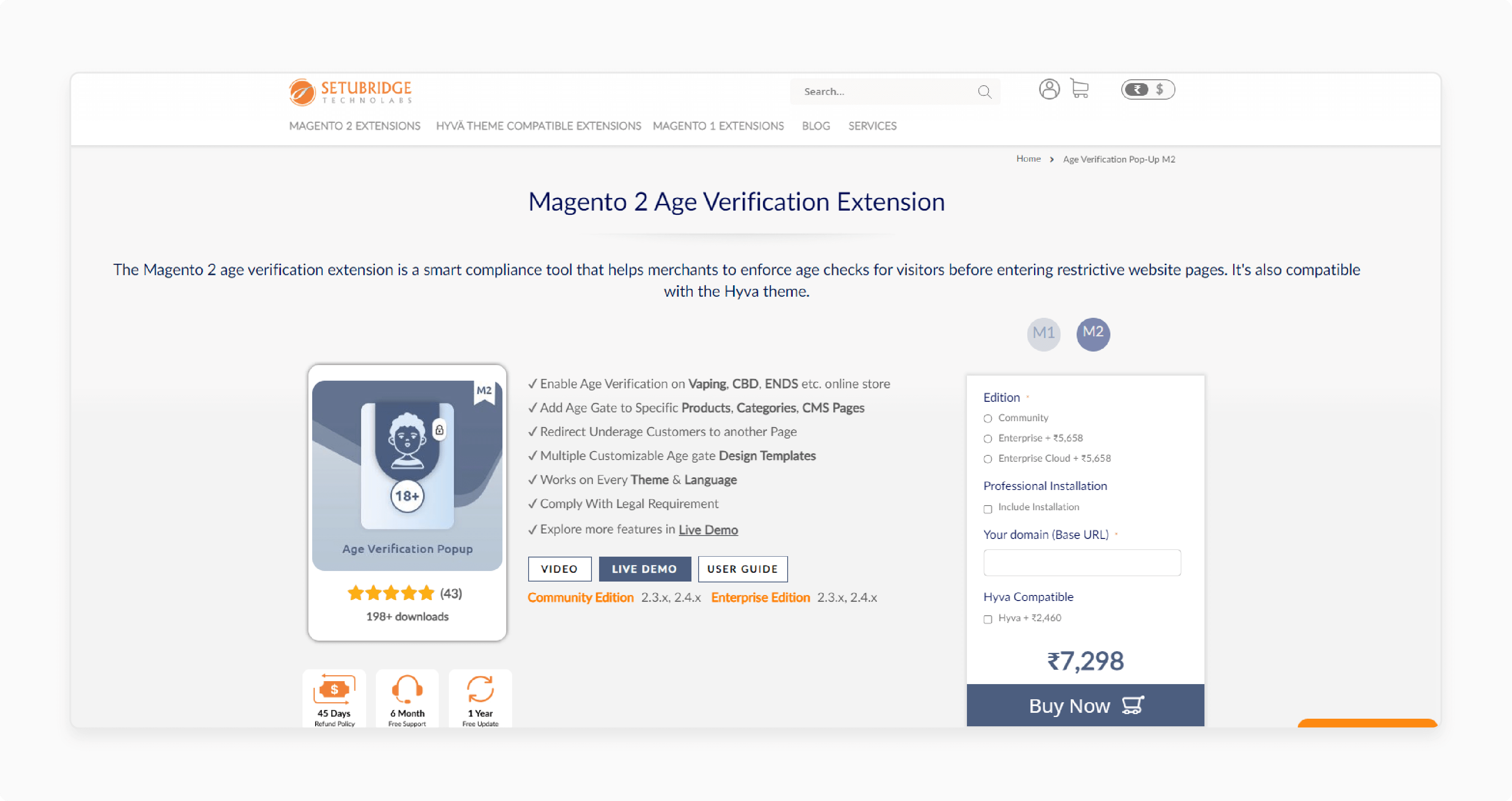 SetuBridge Magento 2 Age Verification Extension