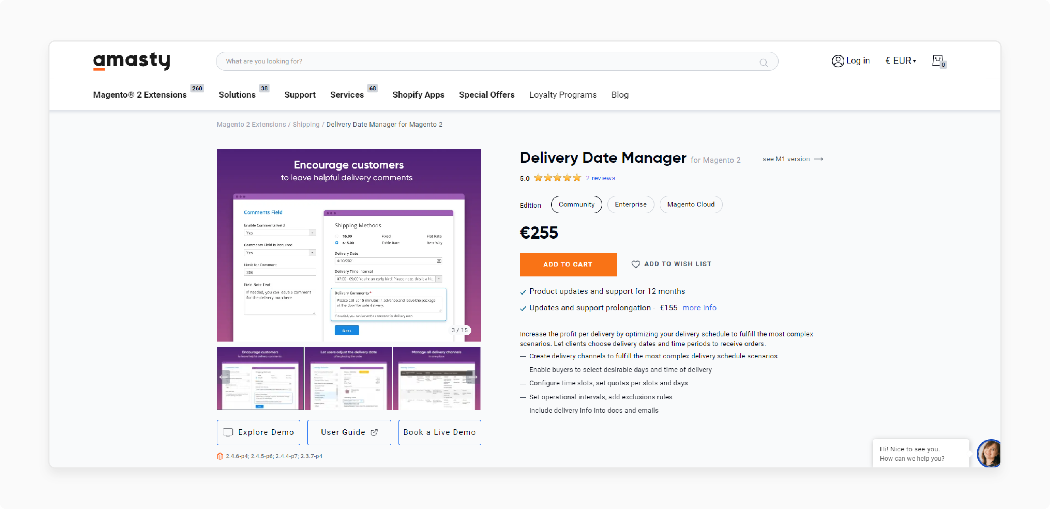 Amasty Magento 2 Delivery Date Extensions