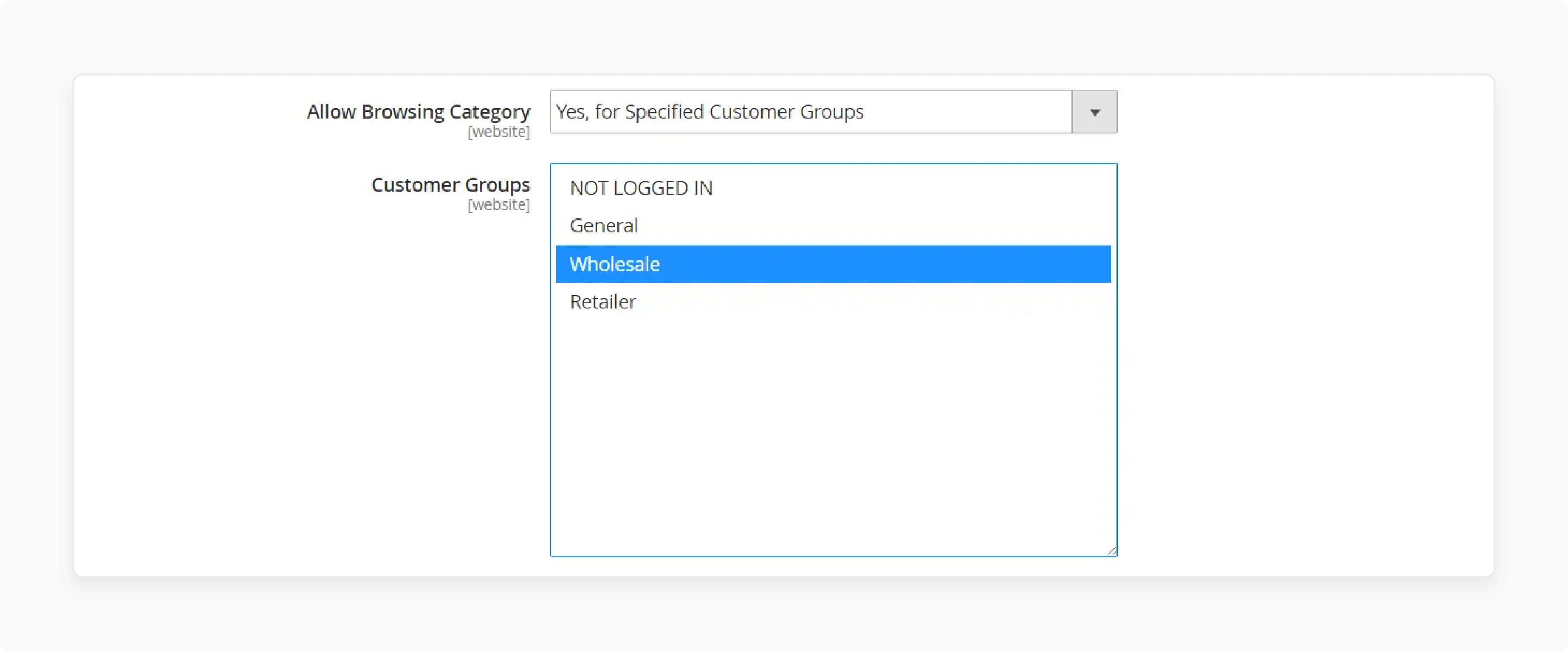 Magento 2 setting to allow browsing category for specified customer groups