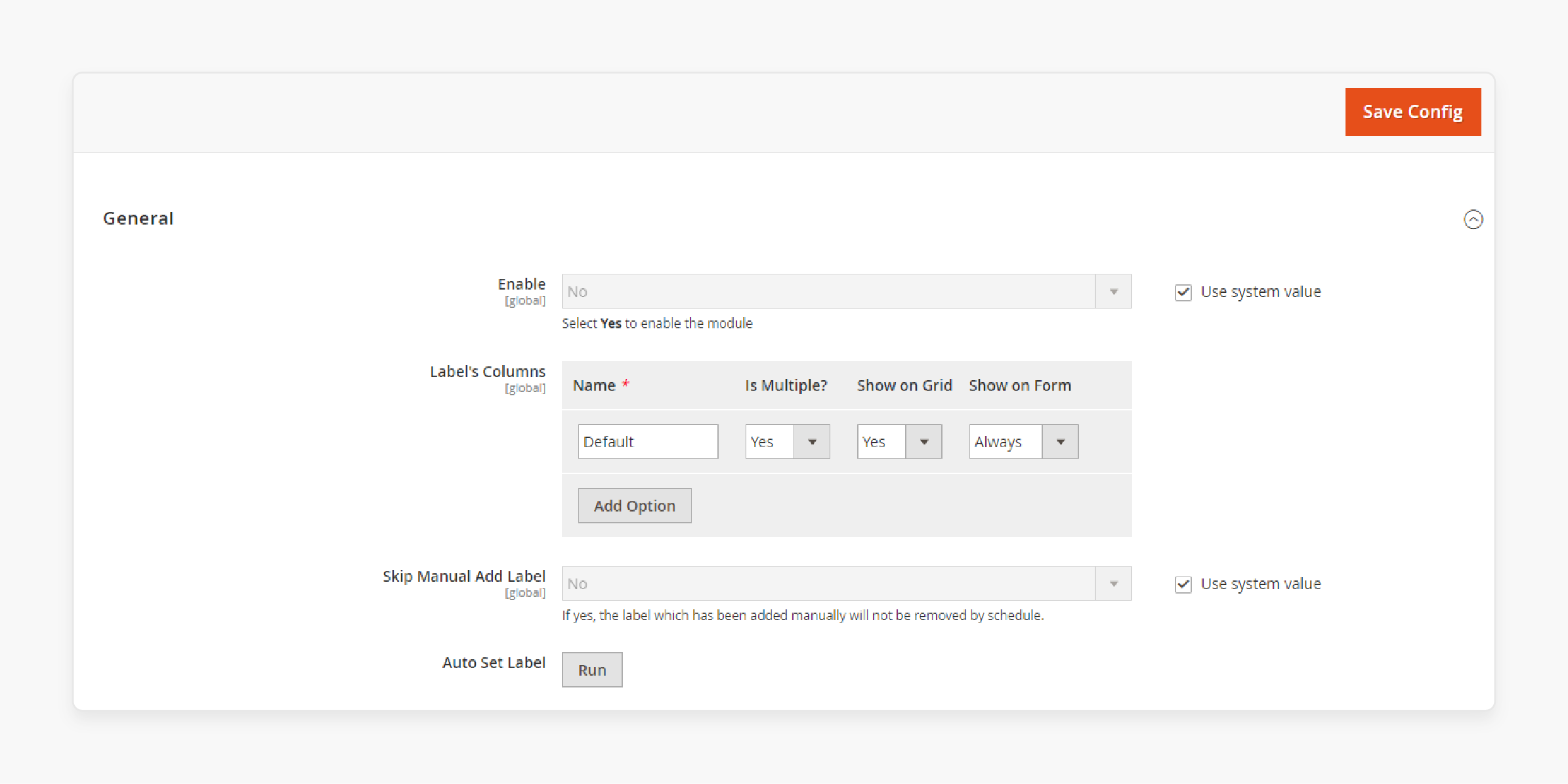 Enter order details in the Magento order labels extension