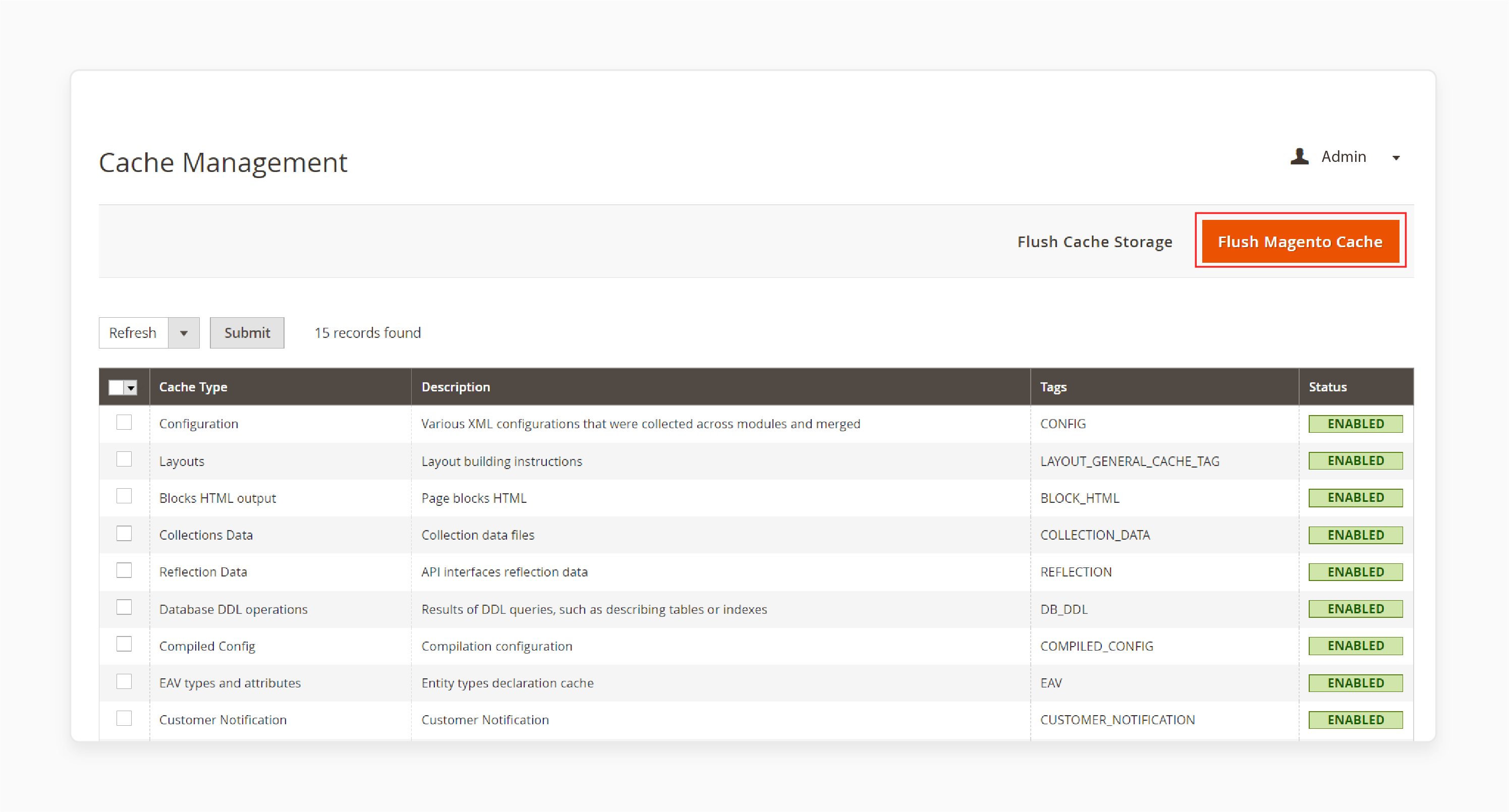 Clearing Magento 2 cache to apply changes after enabling extension