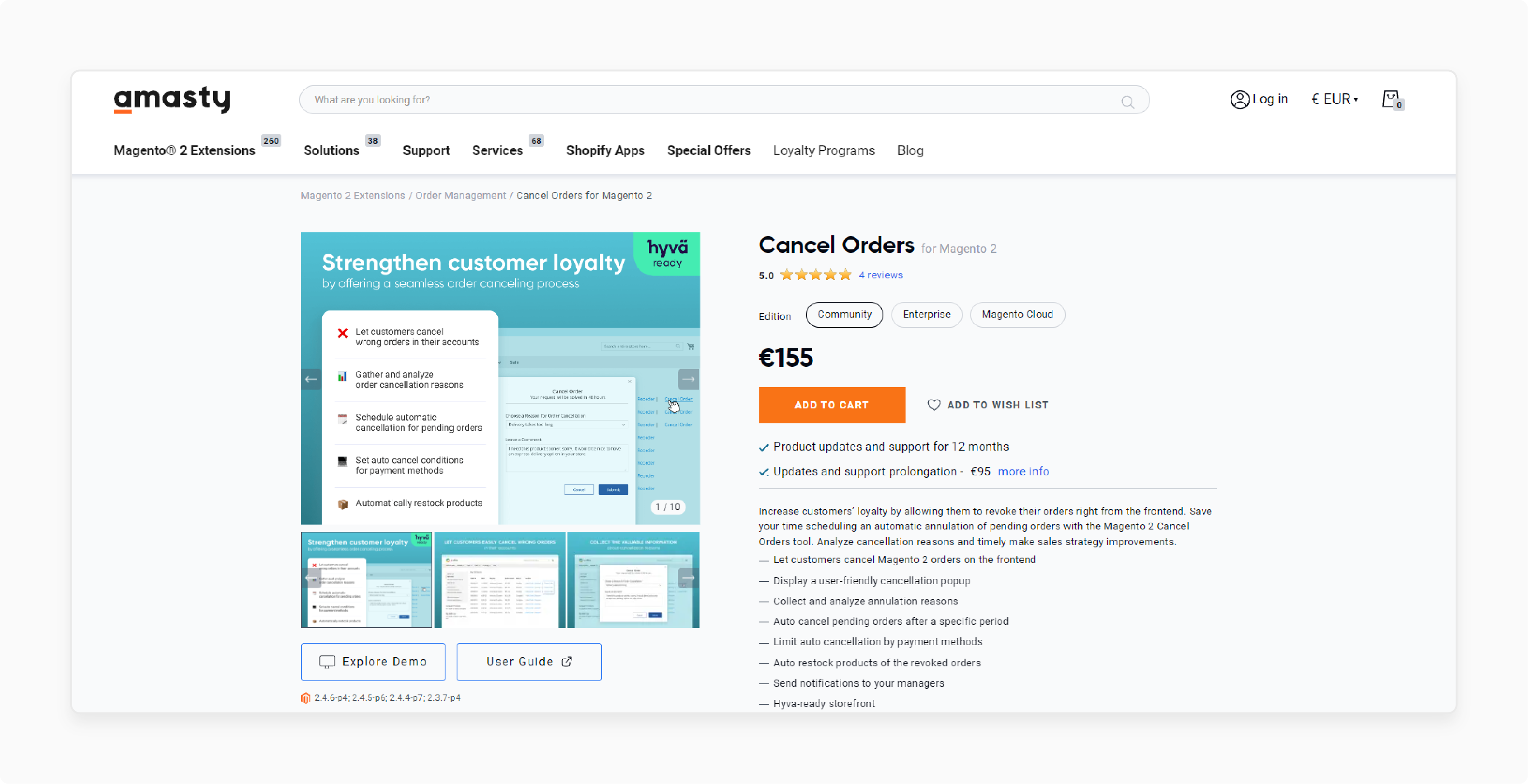 Cancel Order Extension for Magento 2 by Amasty