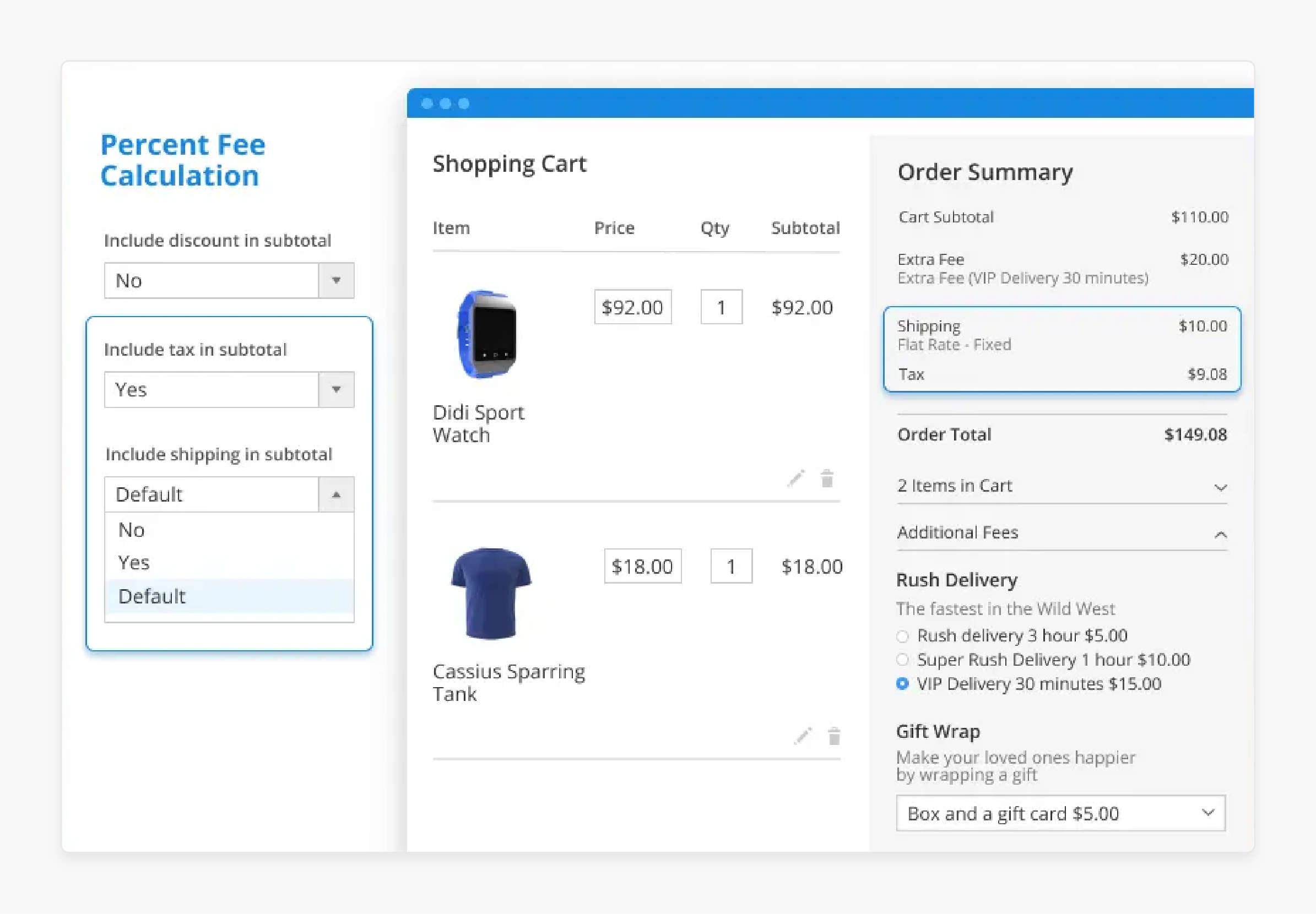 Flexible fee calculation options in Magento 2 Extra Fee Extension