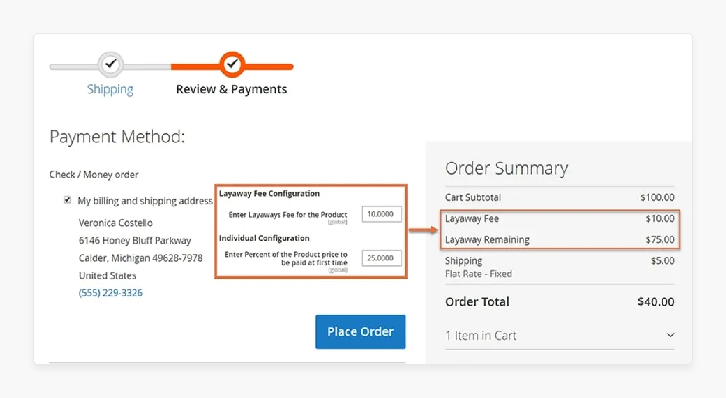 Magento 2 Layway Fee