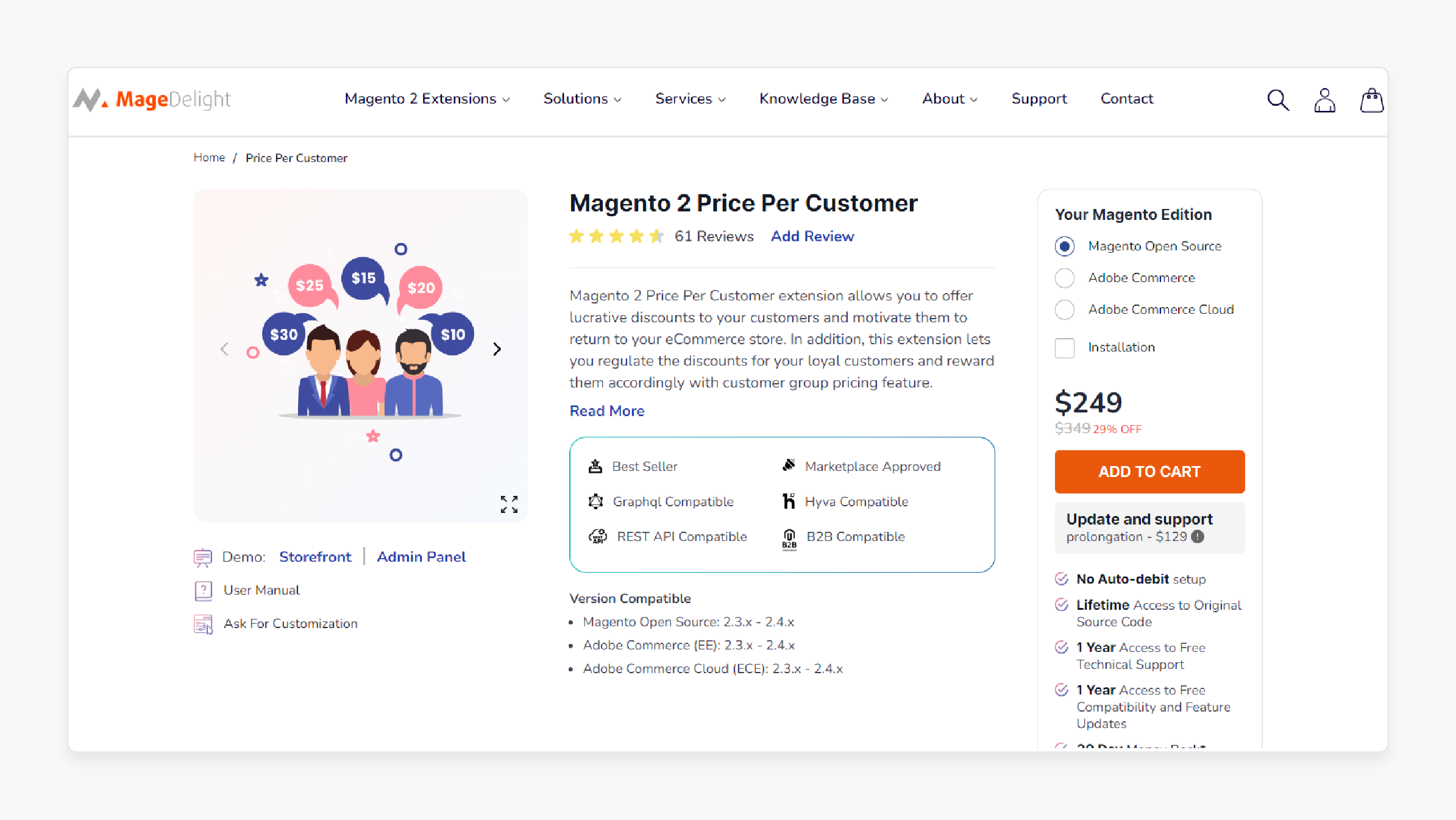 Mage Delight Price Per Customer Magento 2 Extension