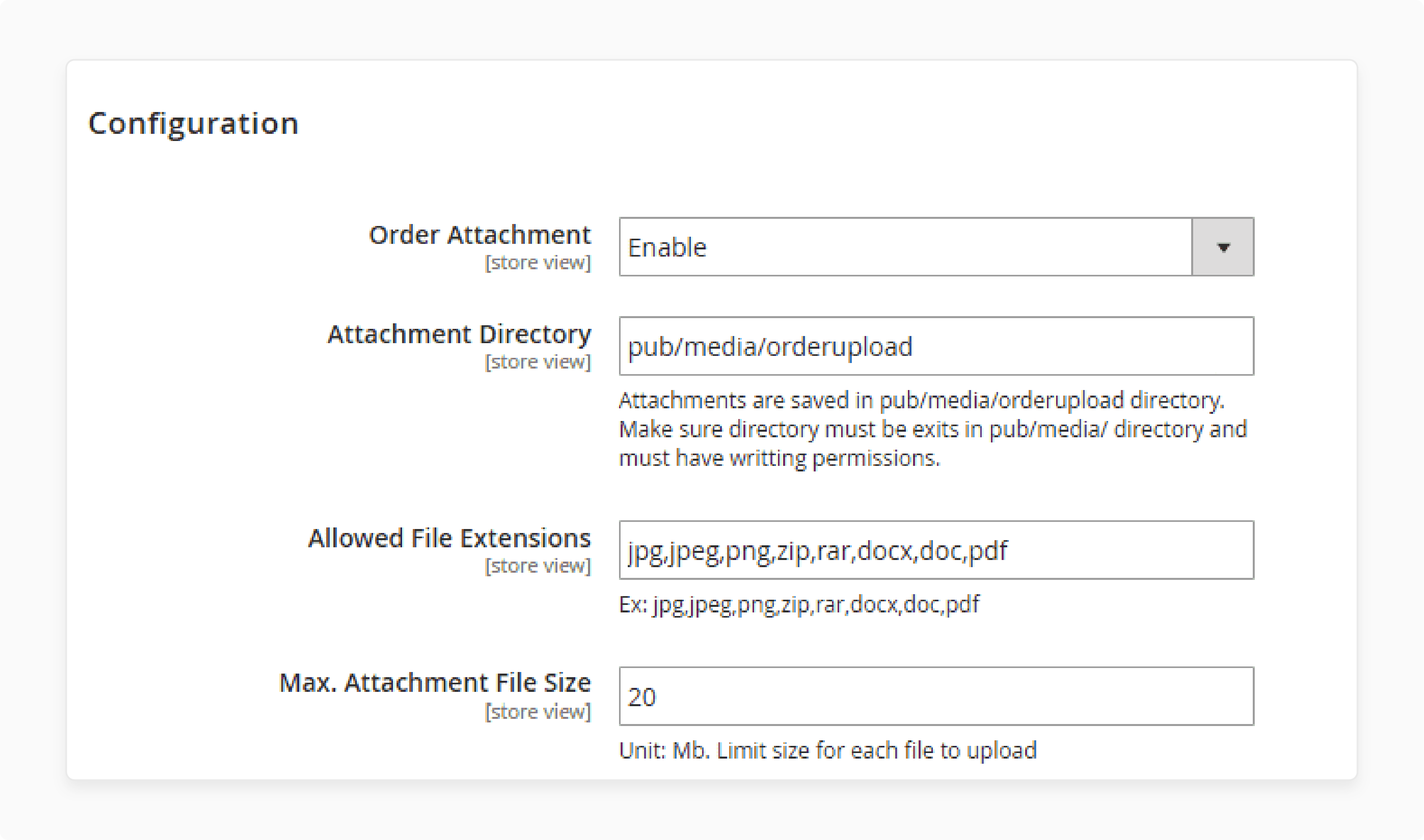 Configure Extension General Settings in Magento 2 Order Attachment