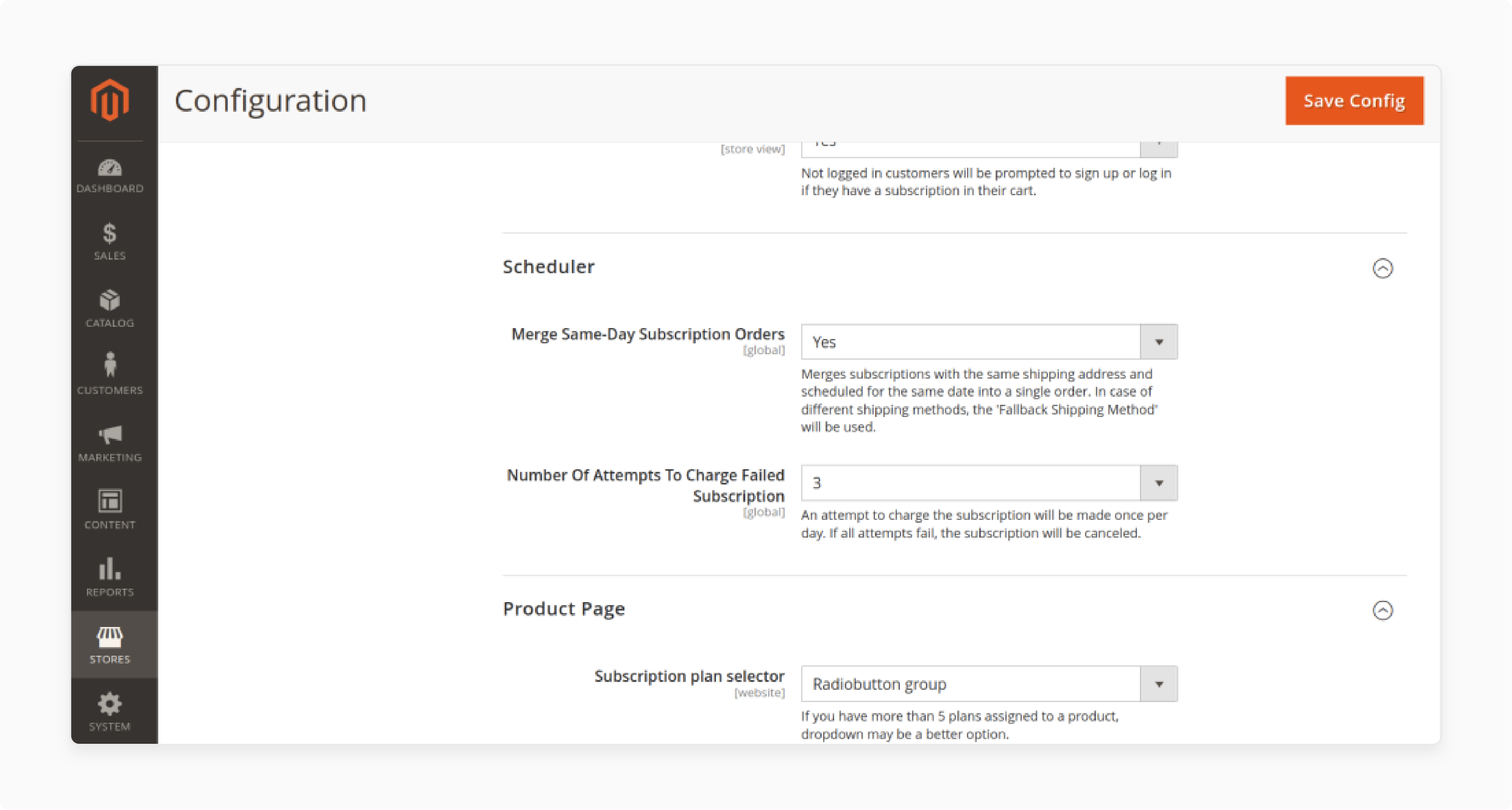 Configuring scheduler settings in the Magento 2 subscription reports extension