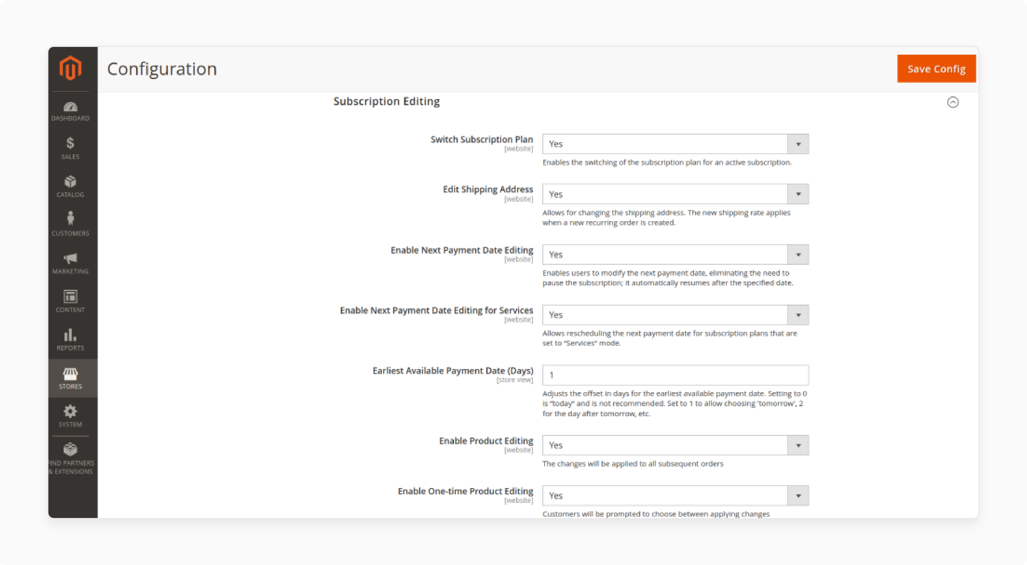 Enabling the switch plan in Magento 2 subscription reports extension