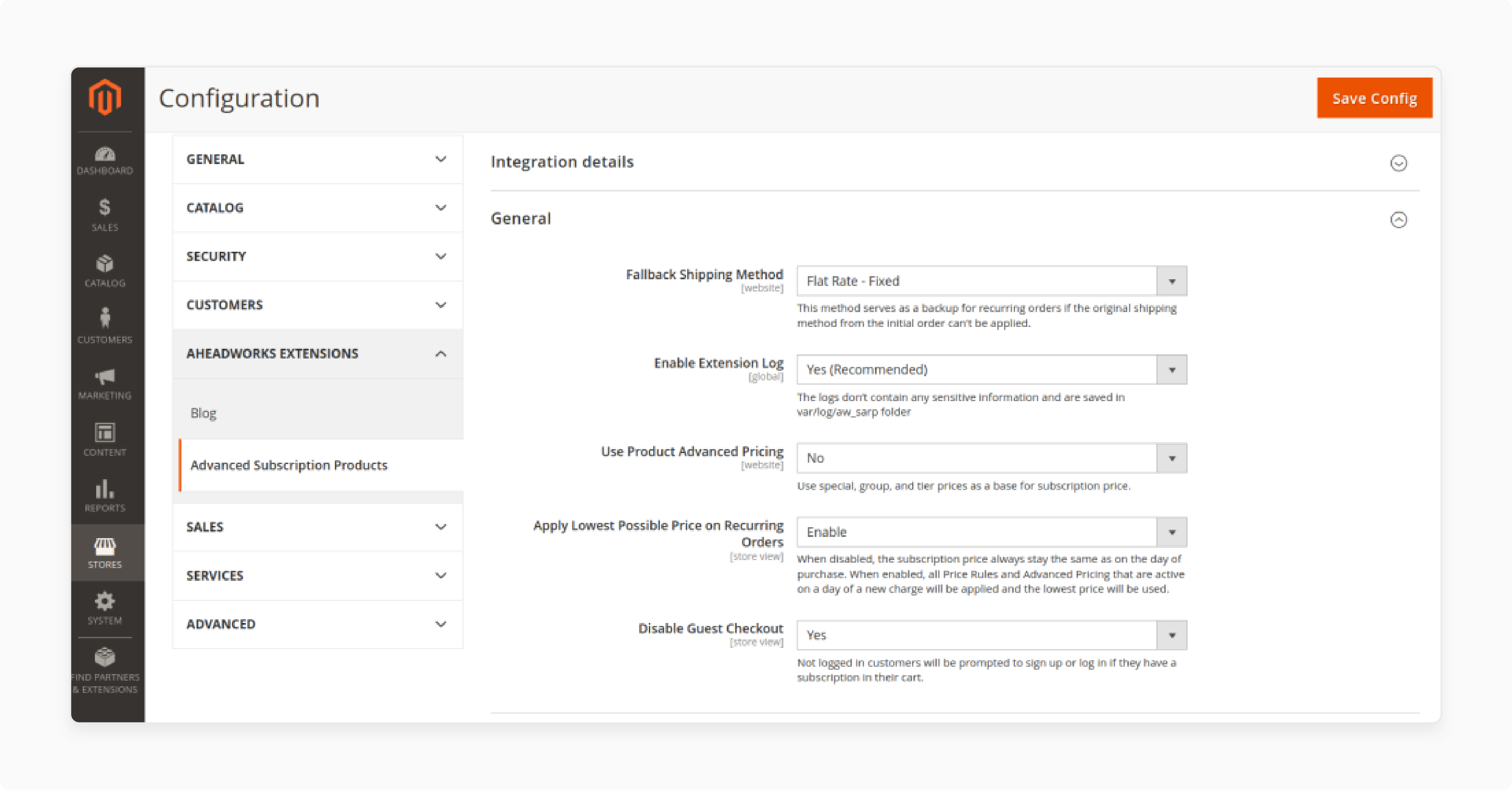 Change general settings of the Magento 2 subscription reports extension