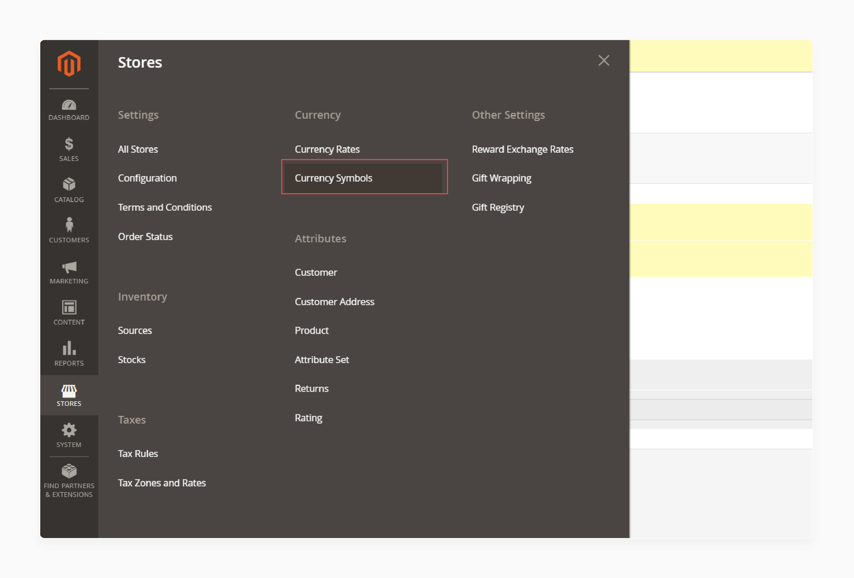 Navigate to change currency symbols in the Magento 2 multicurrency extension