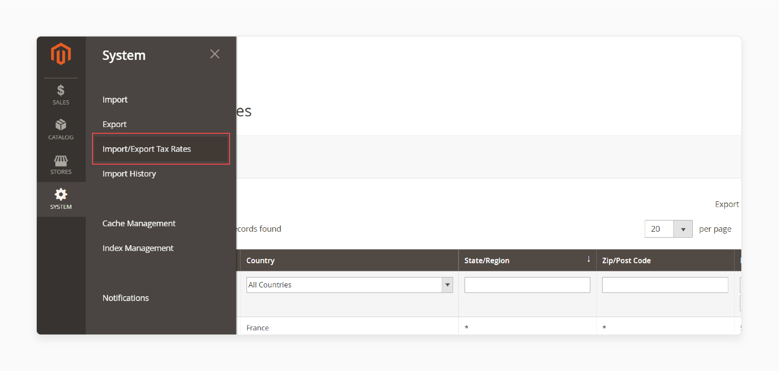 Import and export tax rates in Magento 2