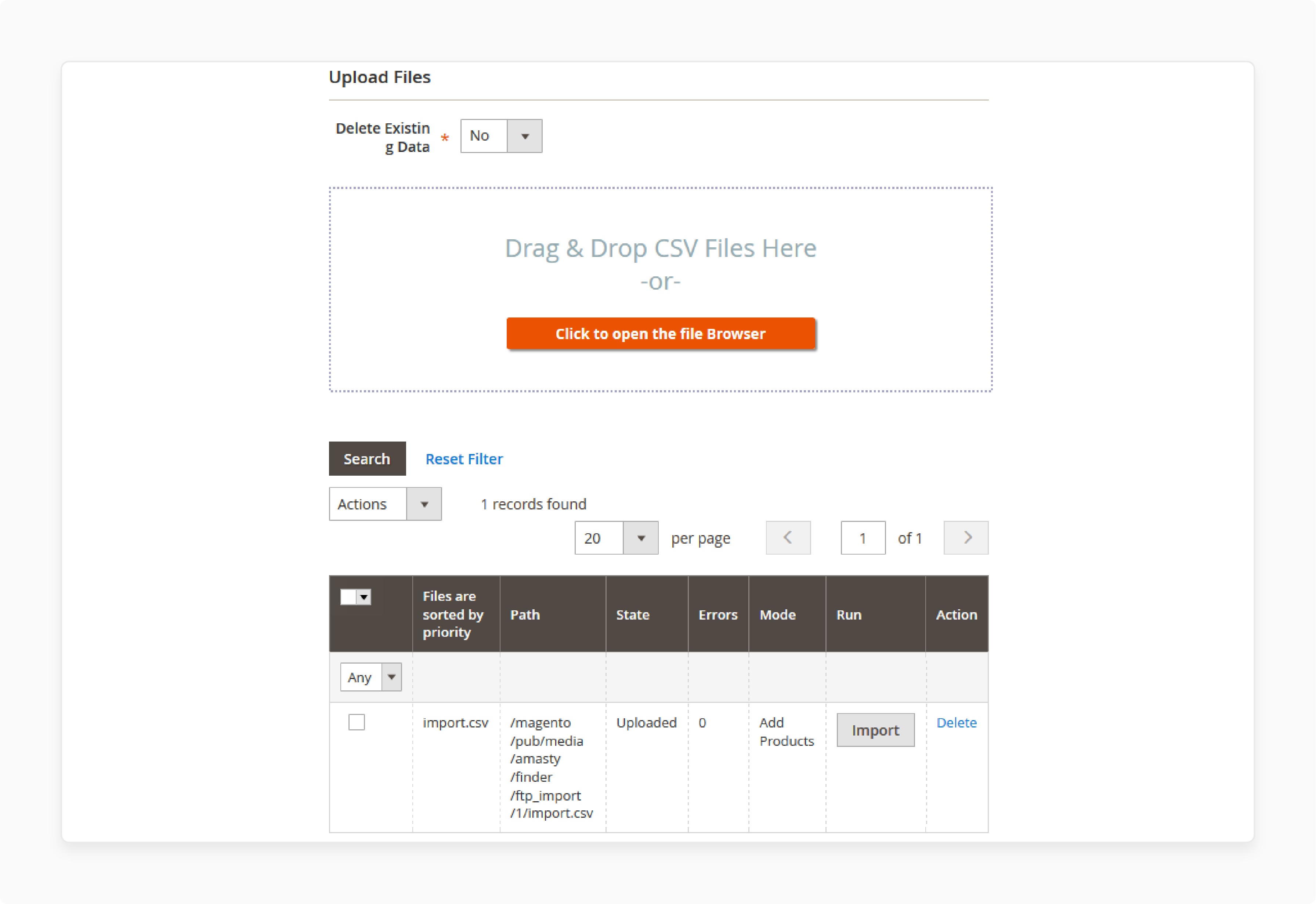 Importing product data via CSV in Magento Product Parts Finder