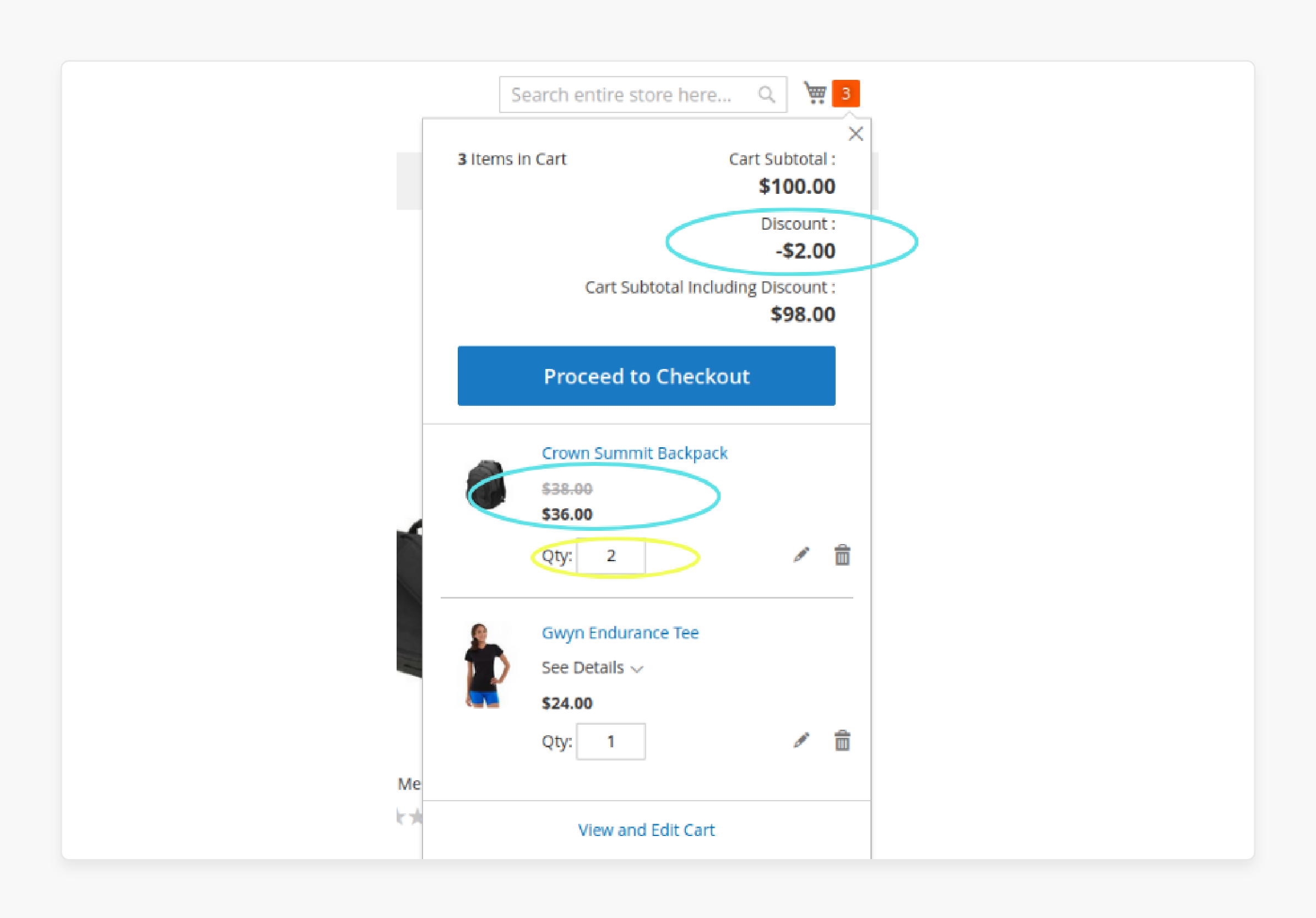 Cart 2 Dollar Discount Applied in Magento