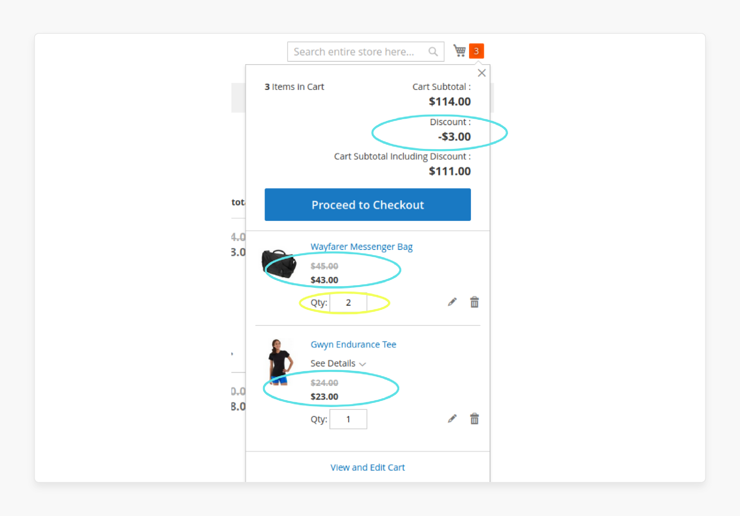 Magento Cart 3 Dollar Discount Applied