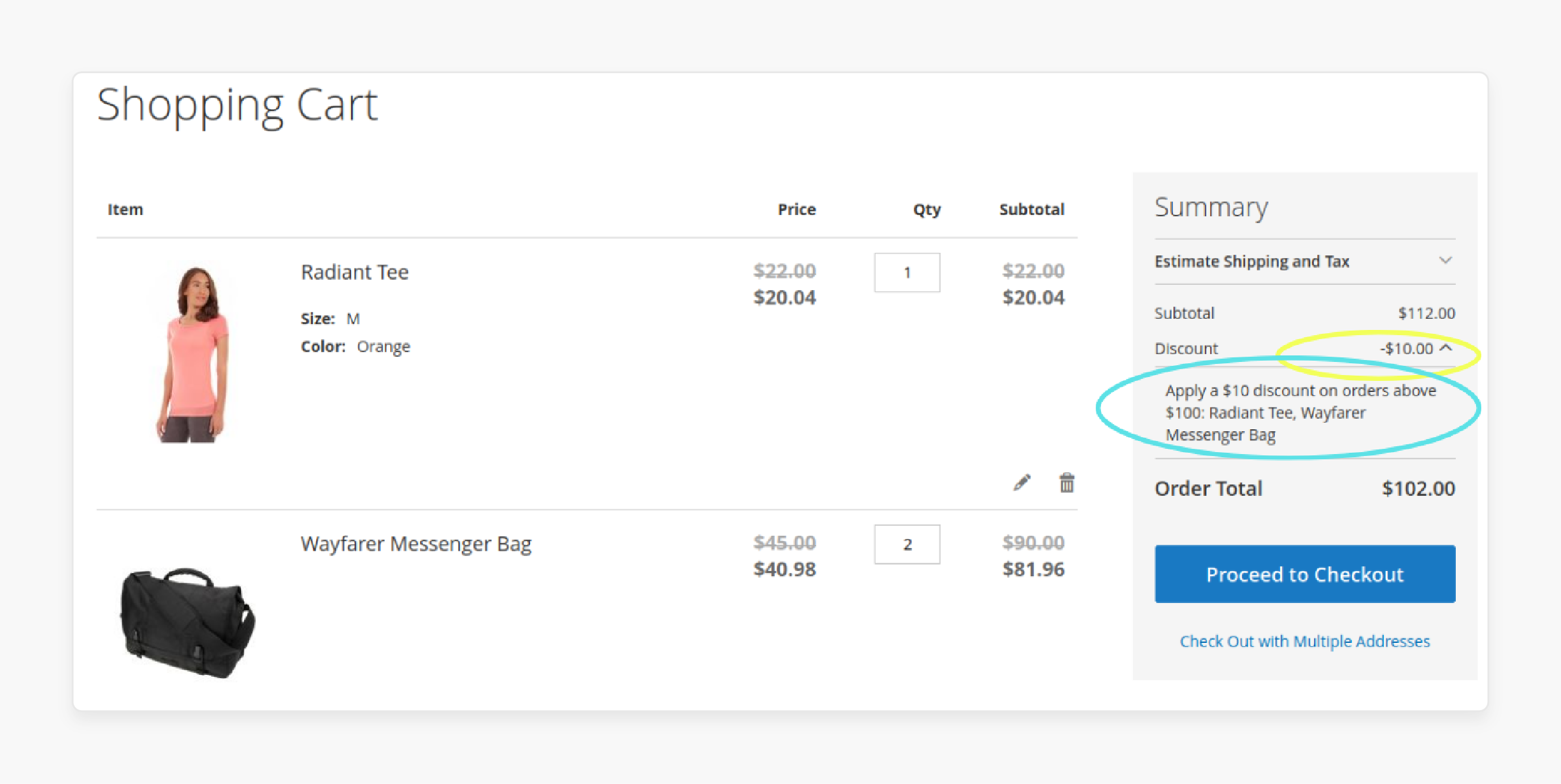 10 Dollar Discount Applied in Magento Cart 