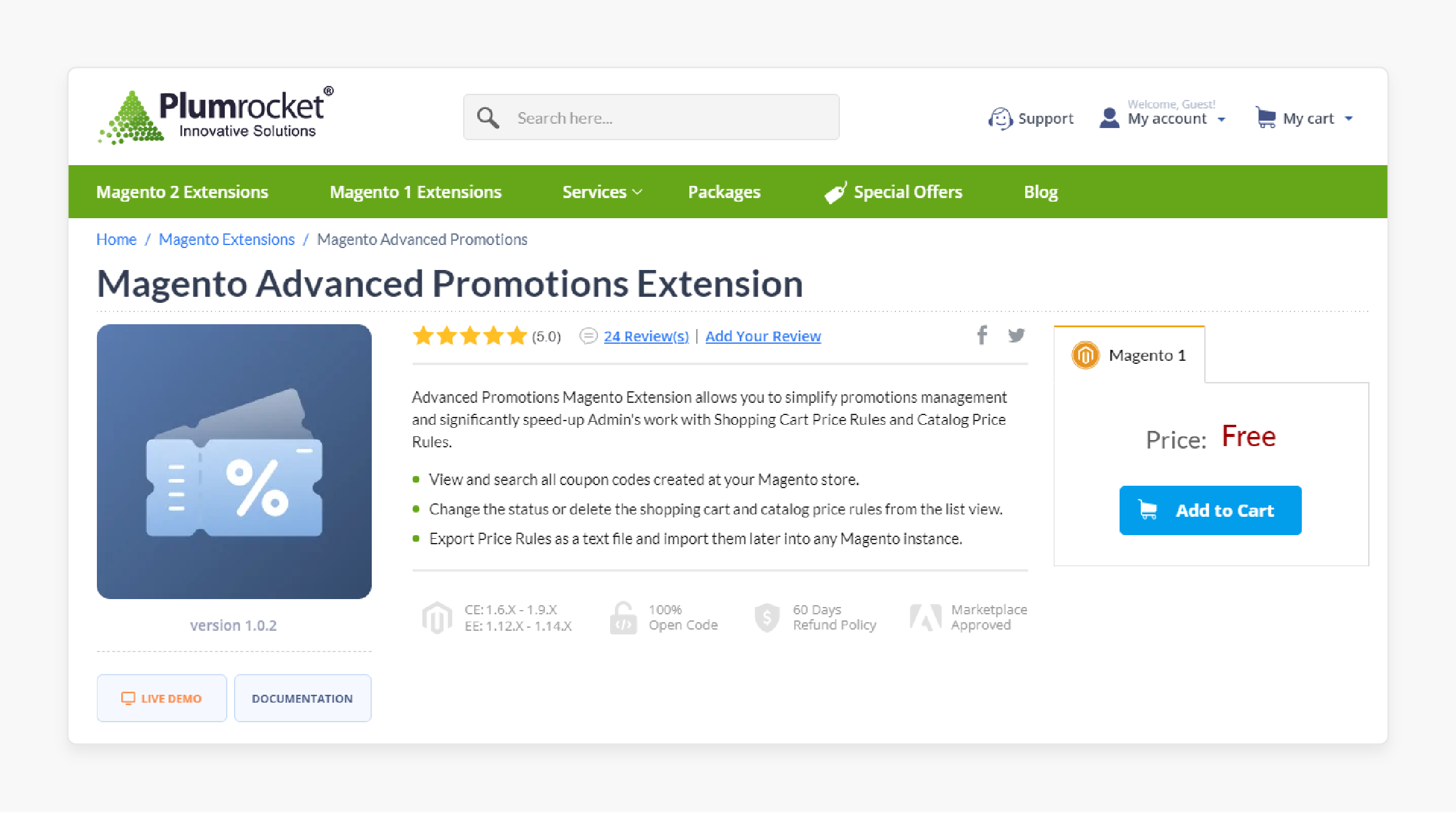 Free Magento Advanced Promotions Extension by Plumrocket