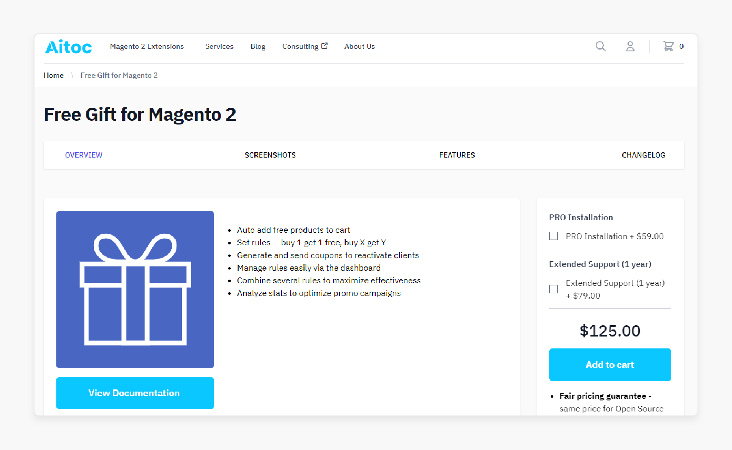 Aitoc’s Magento 2 Free Gift Extension features and pricing