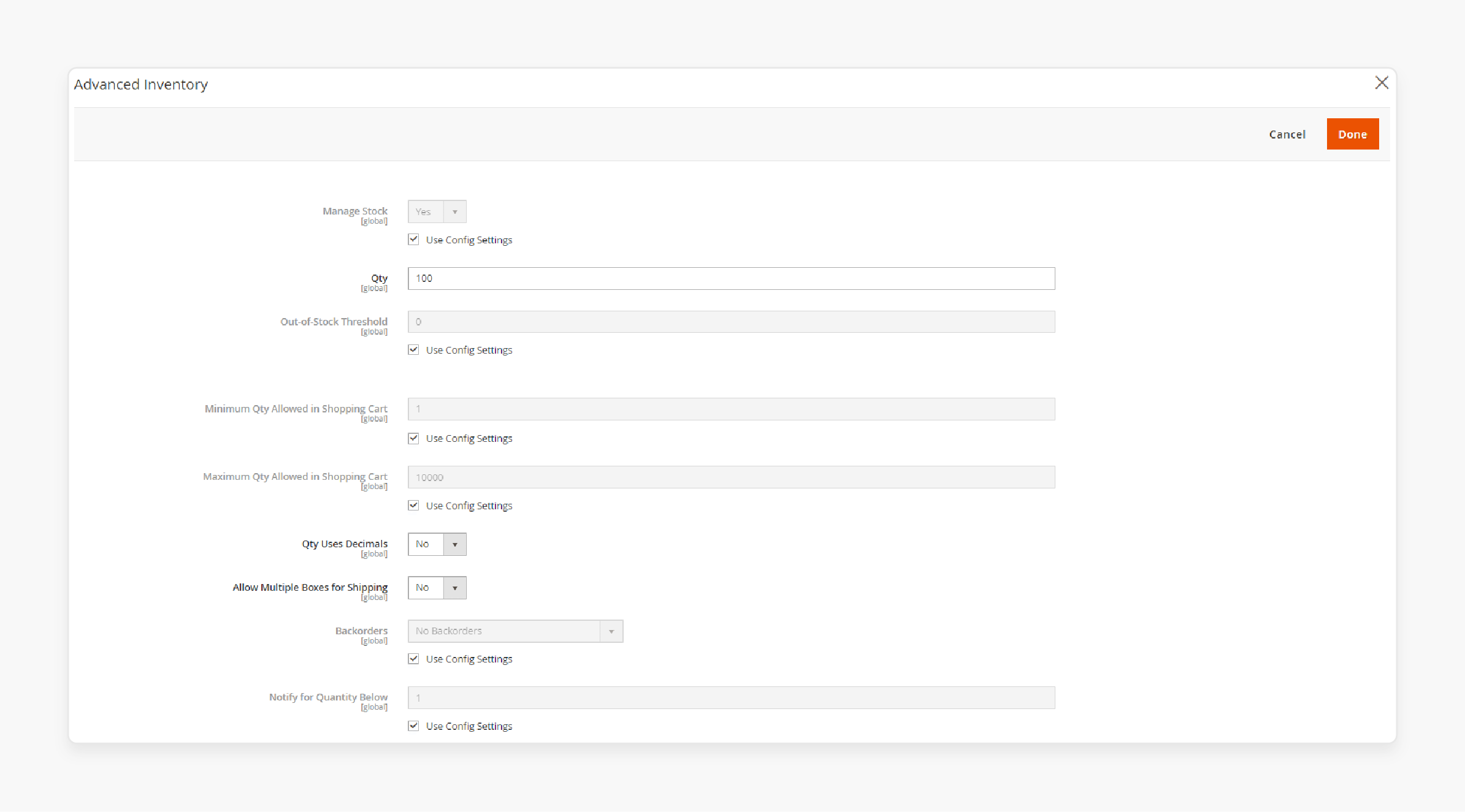 Advanced inventory settings in Magento 2