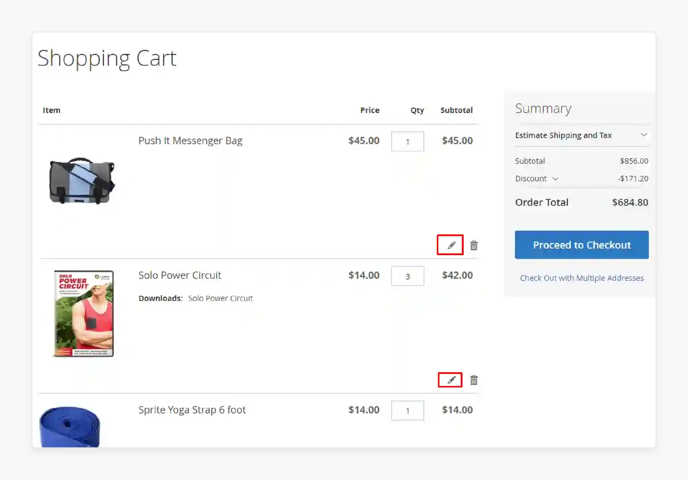 Edit cart at checkout with Minicart Addons in Magento 2