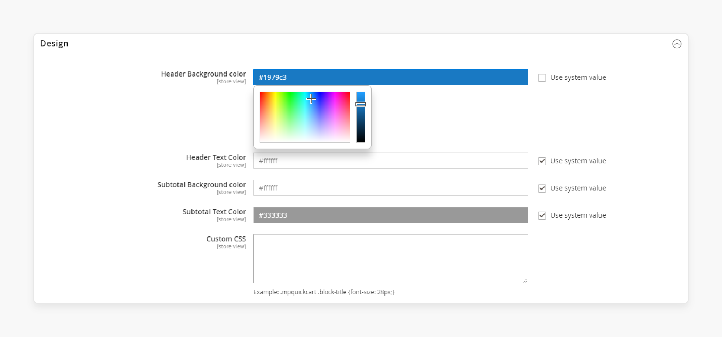 Customization options for Minicart Addons in Magento 2