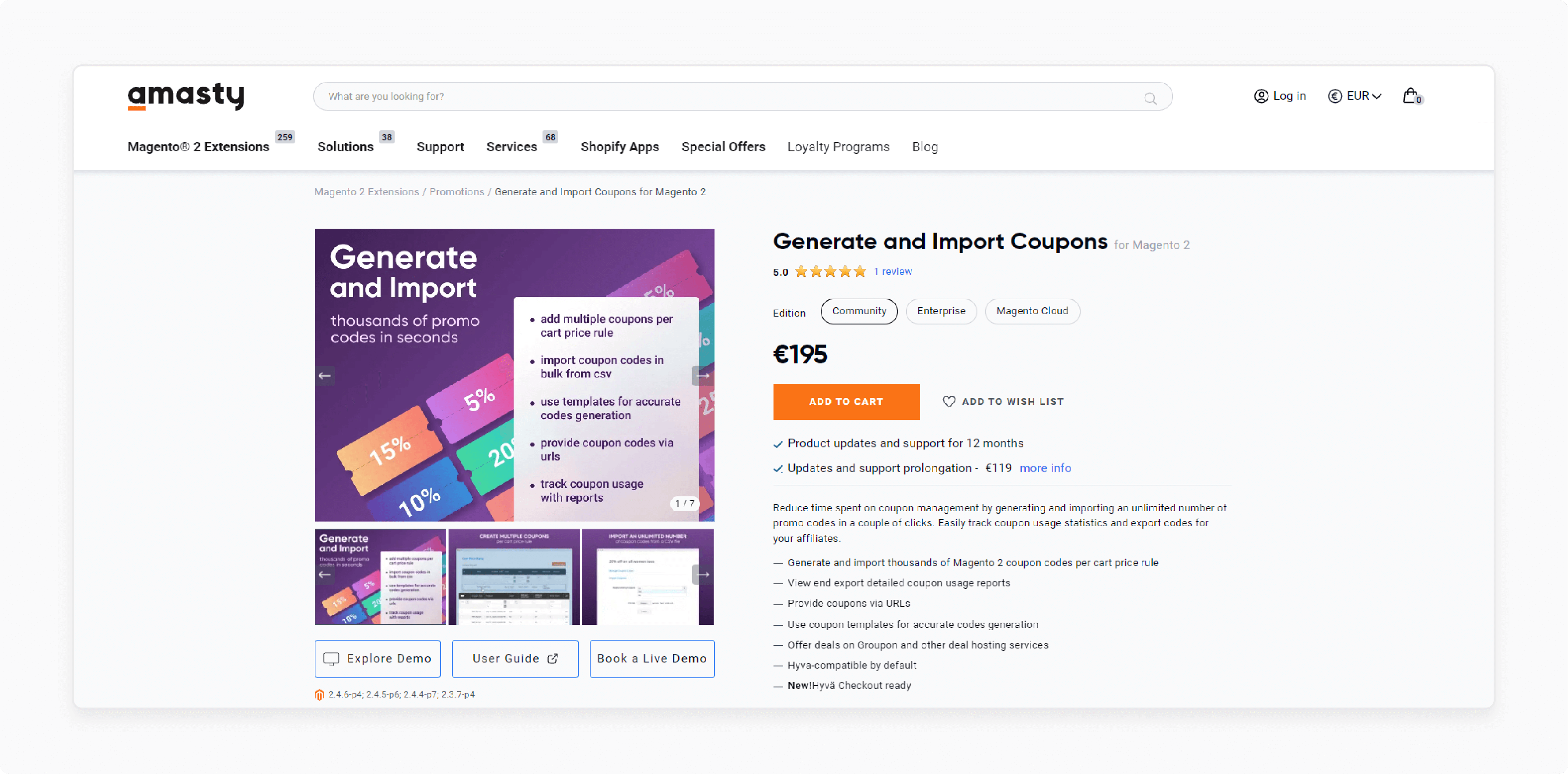 Generate and Import Coupons Extension for Magento 2 by Amasty