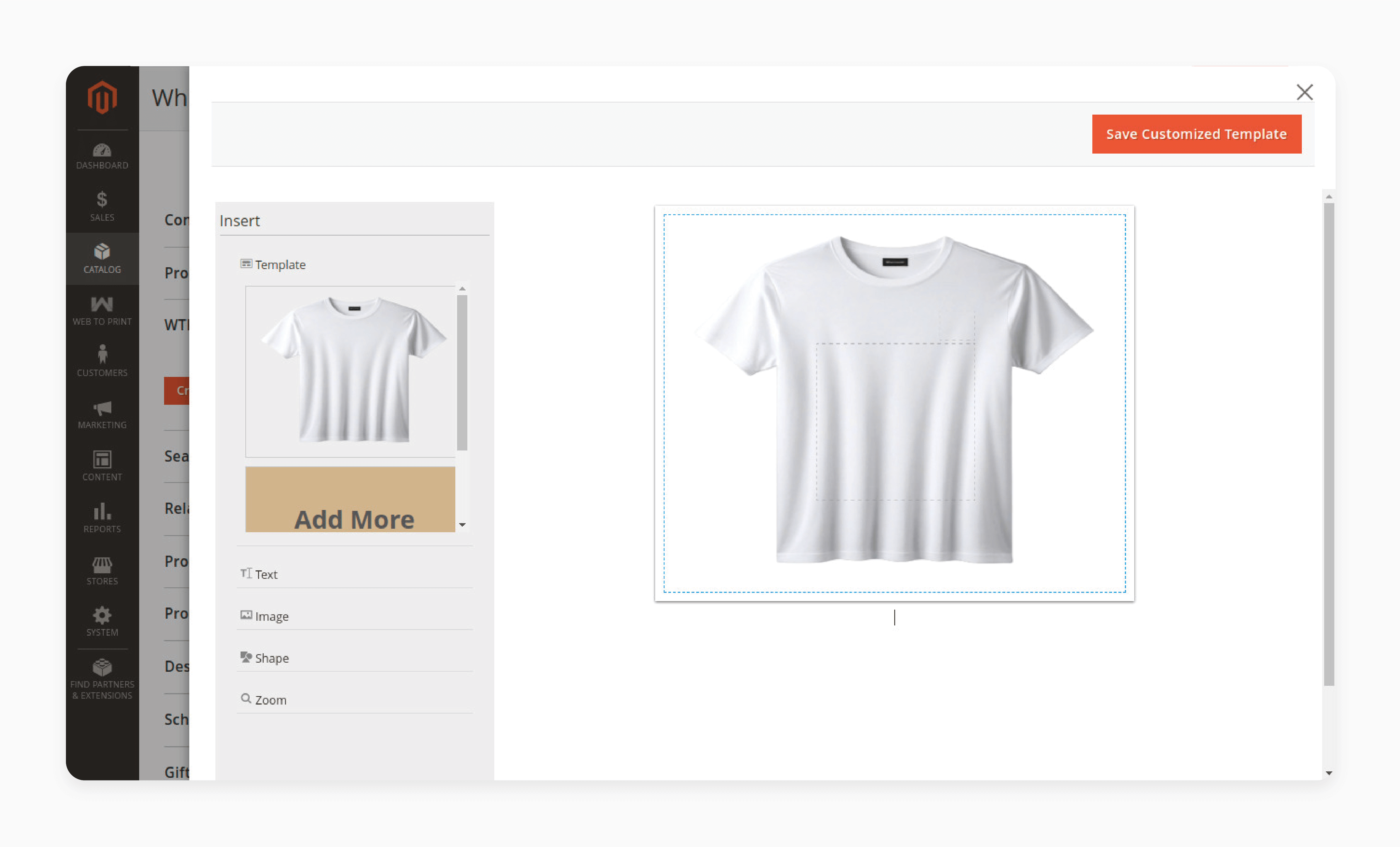 Customizing products in the Magento web to print extension settings