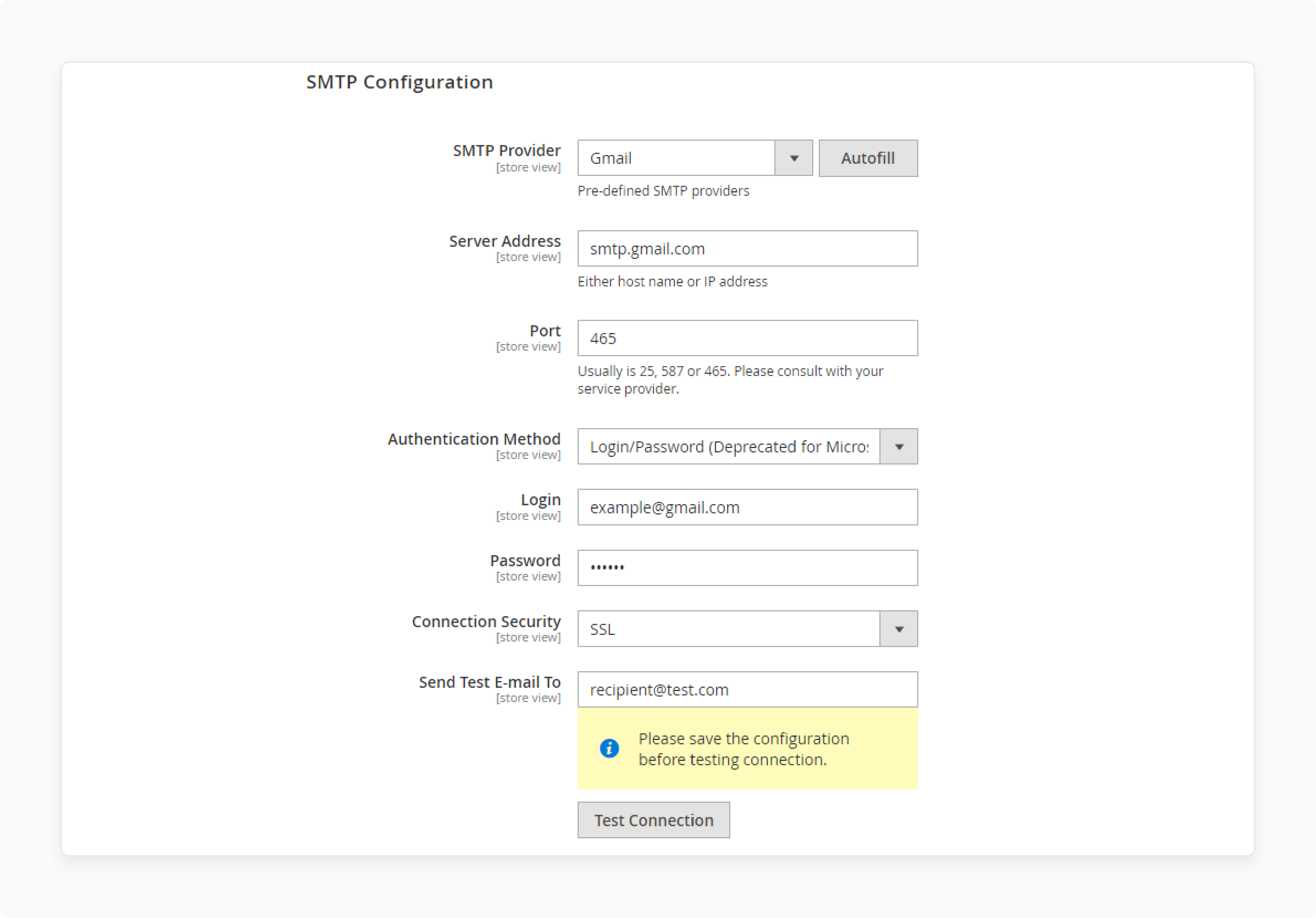 Email Transport Configuration