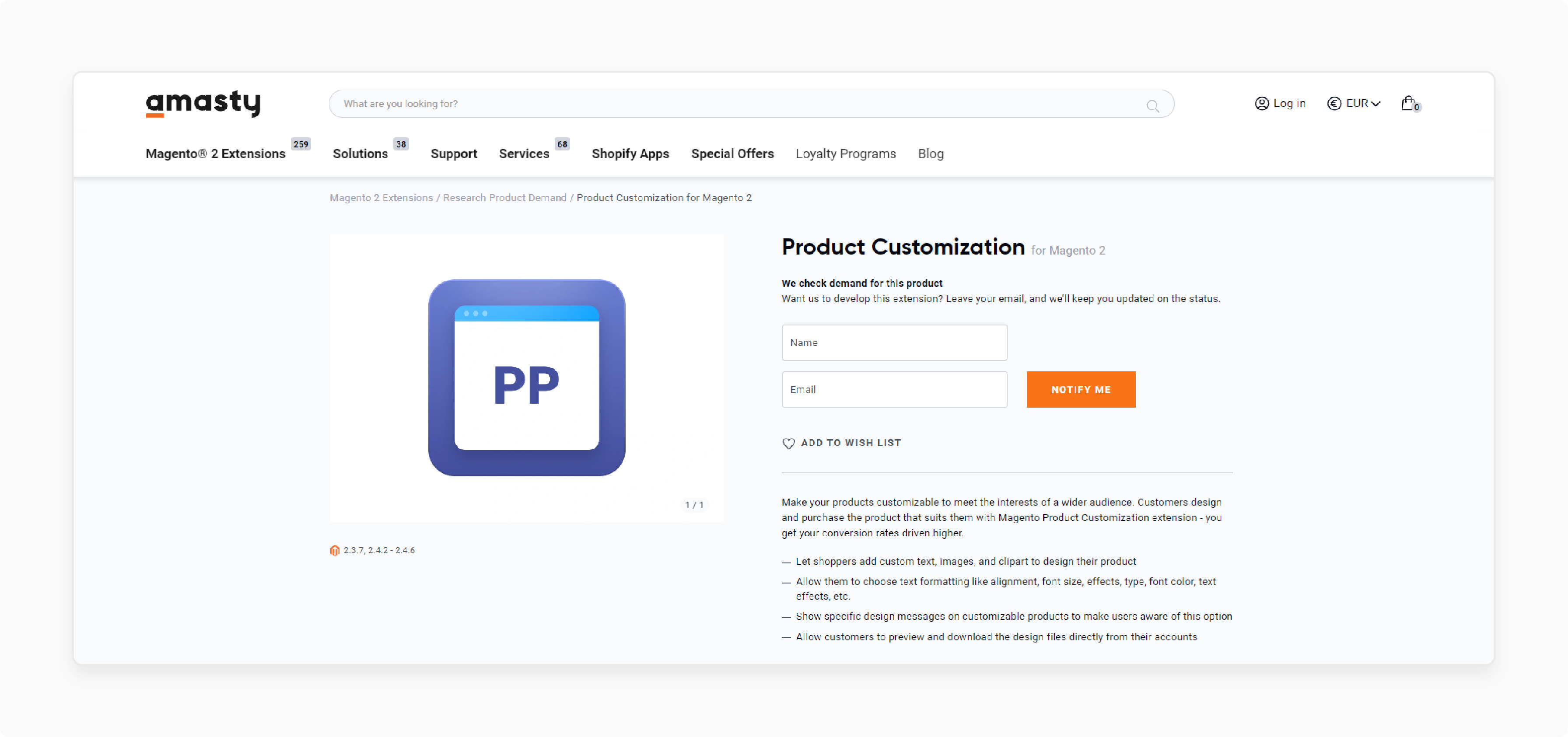 Amasty Magento 2 Custom Product Designer Extension