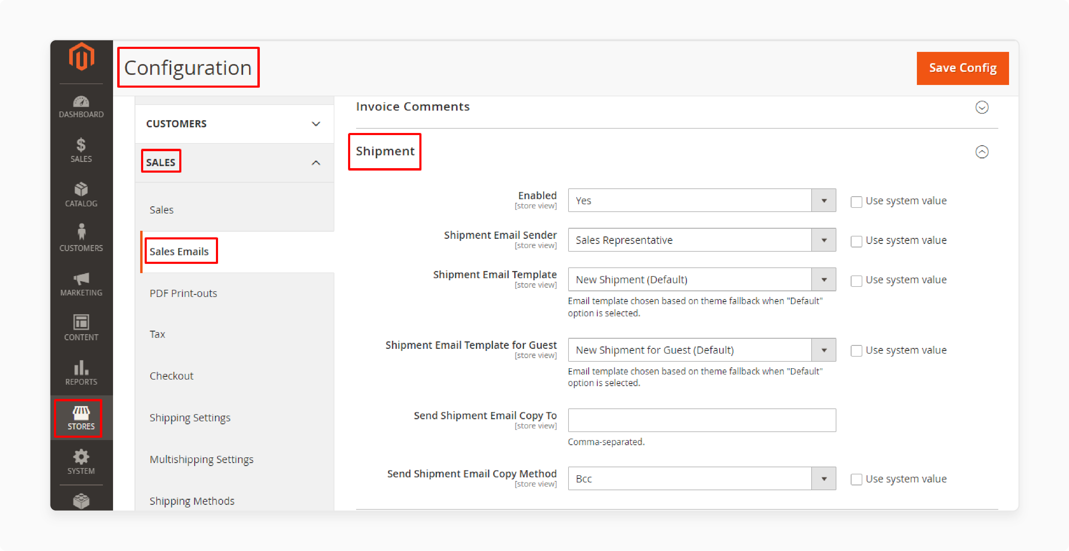 Configuring customer email notifications in Magento for UPS shipments