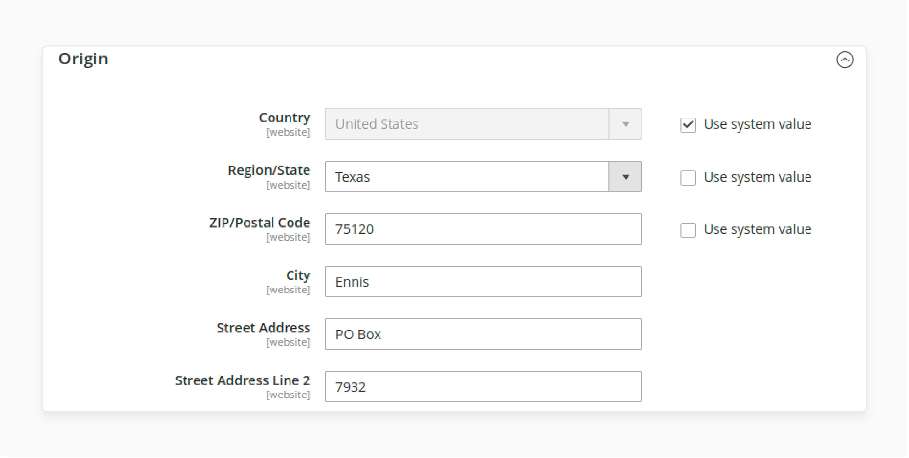 Setting up shipping origin address in Magento for UPS