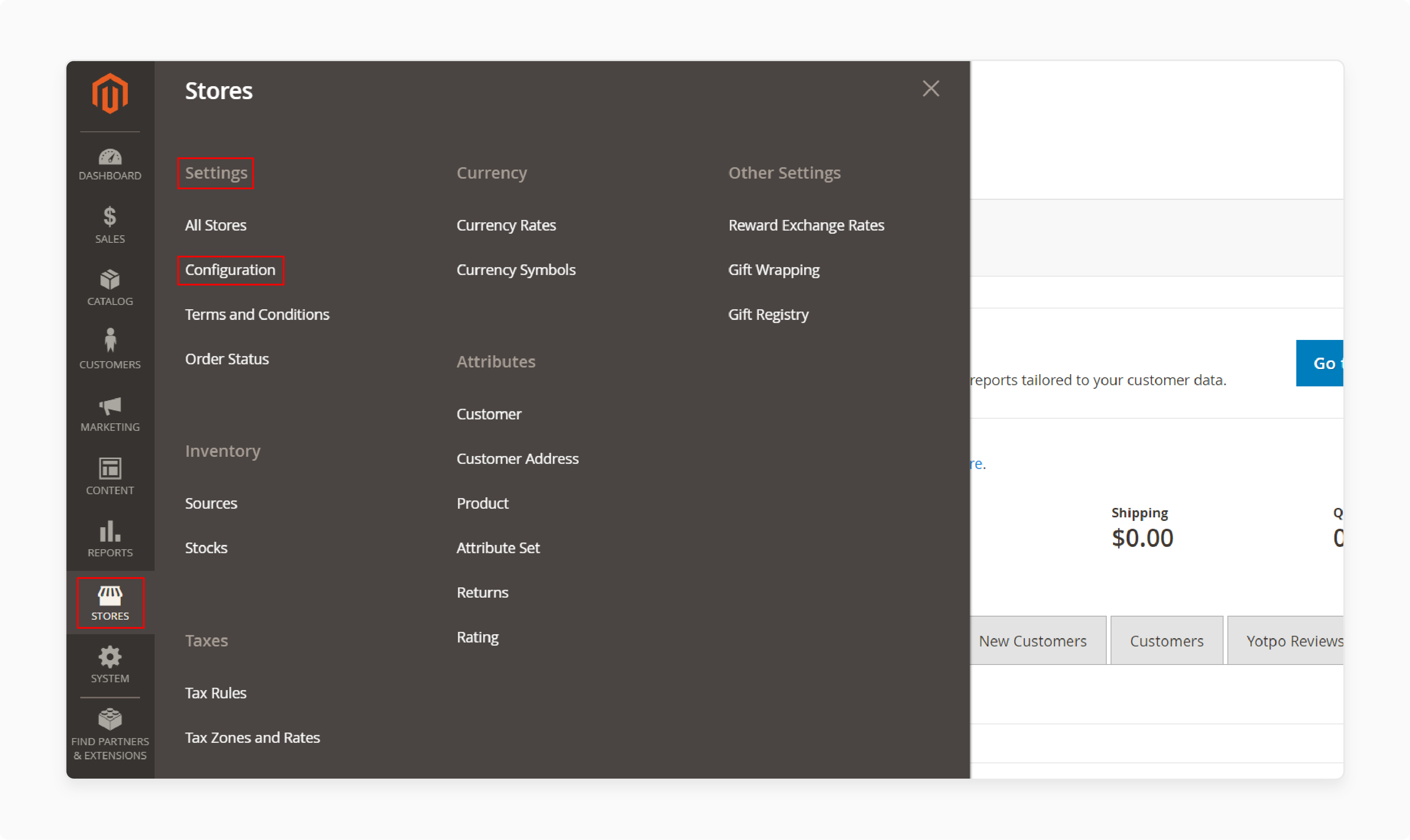 Navigate to Magento configuration to enable UPS shipping