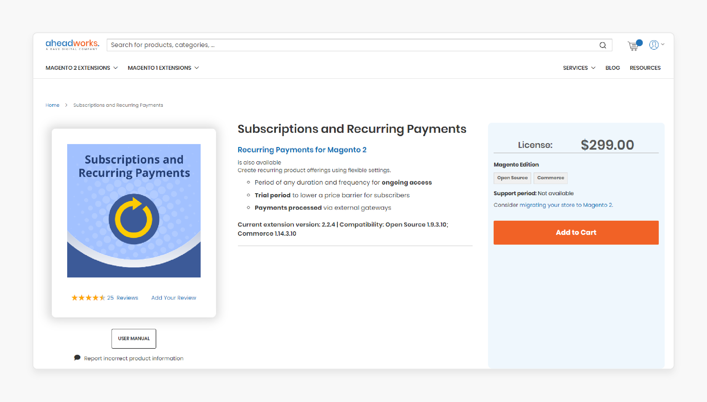 Magento 2 subscriptions and recurring payments extension by Aheadworks