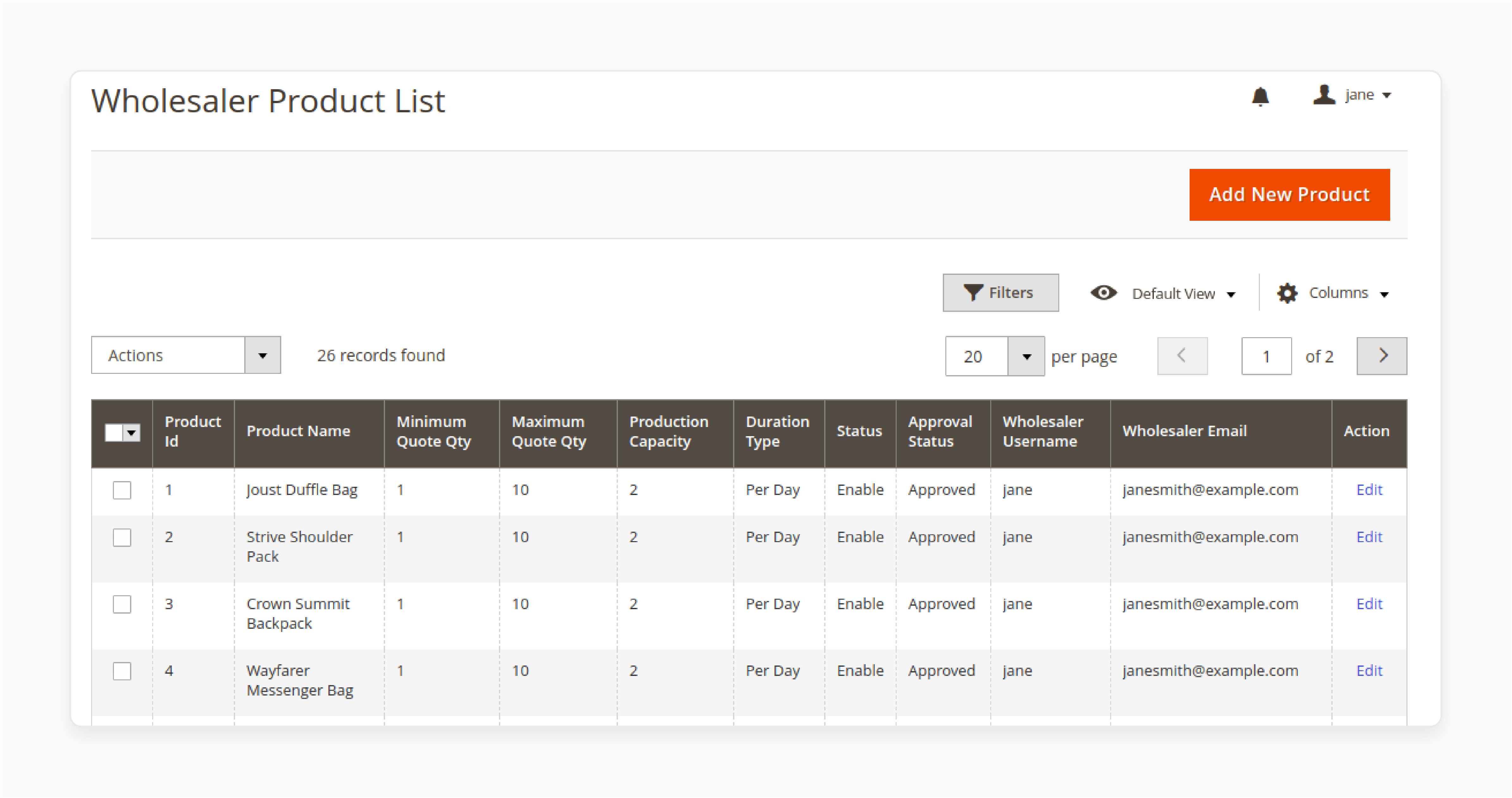 Admin reviewing wholesaler configuration in Magento Wholesale Extension