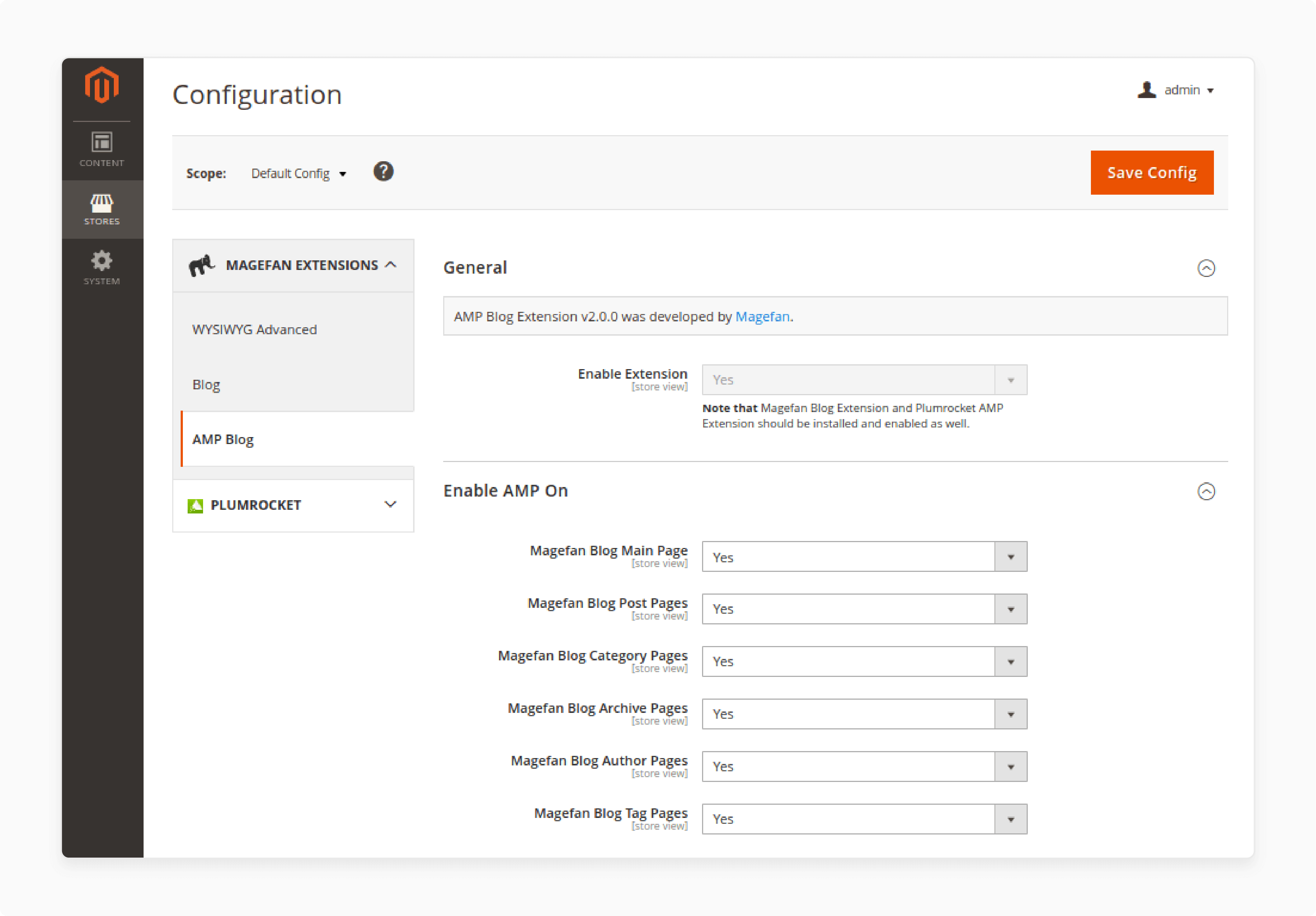 Magento 2 AMP configuration