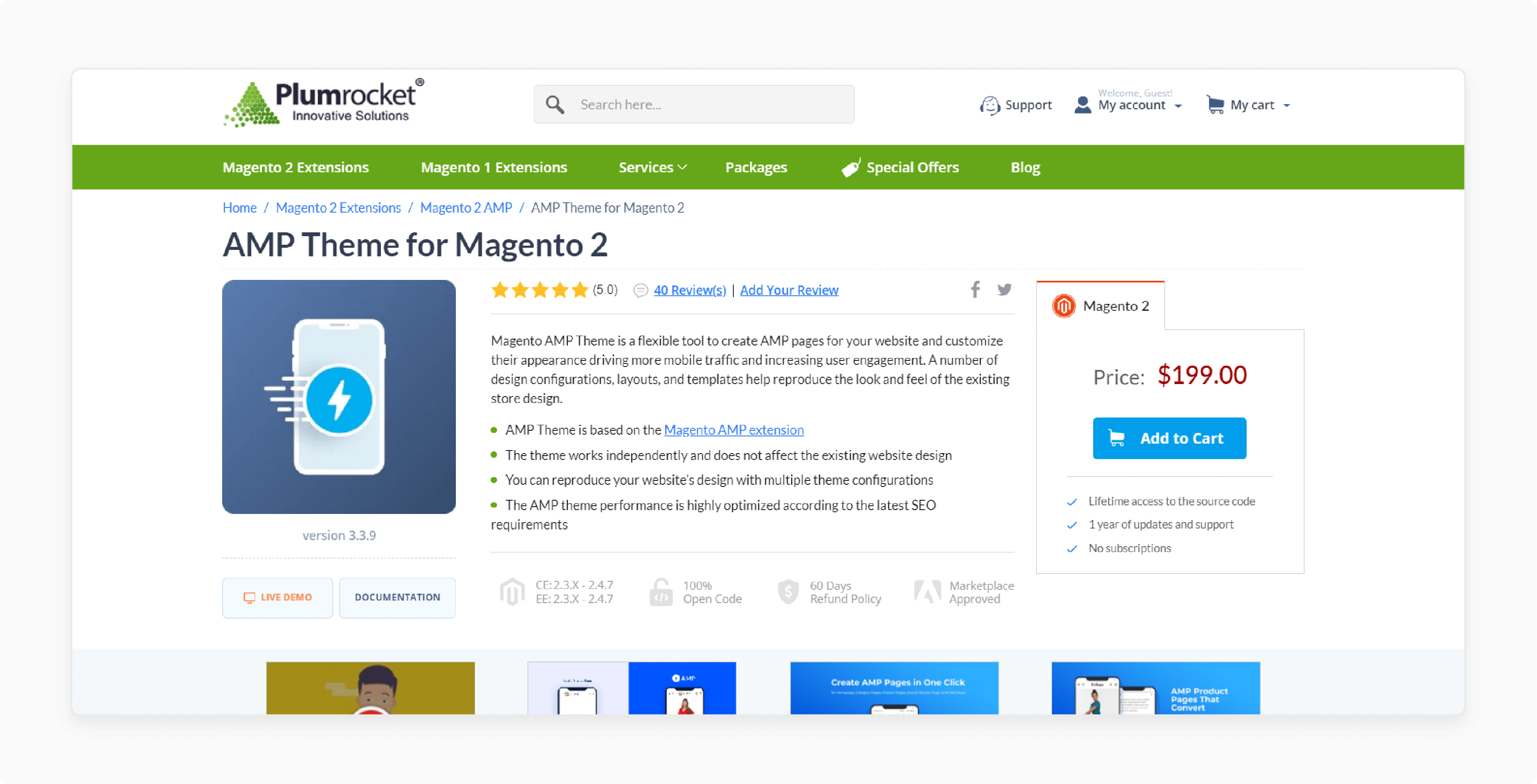 AMP Theme Extension for Magento 2 by Plumrocket